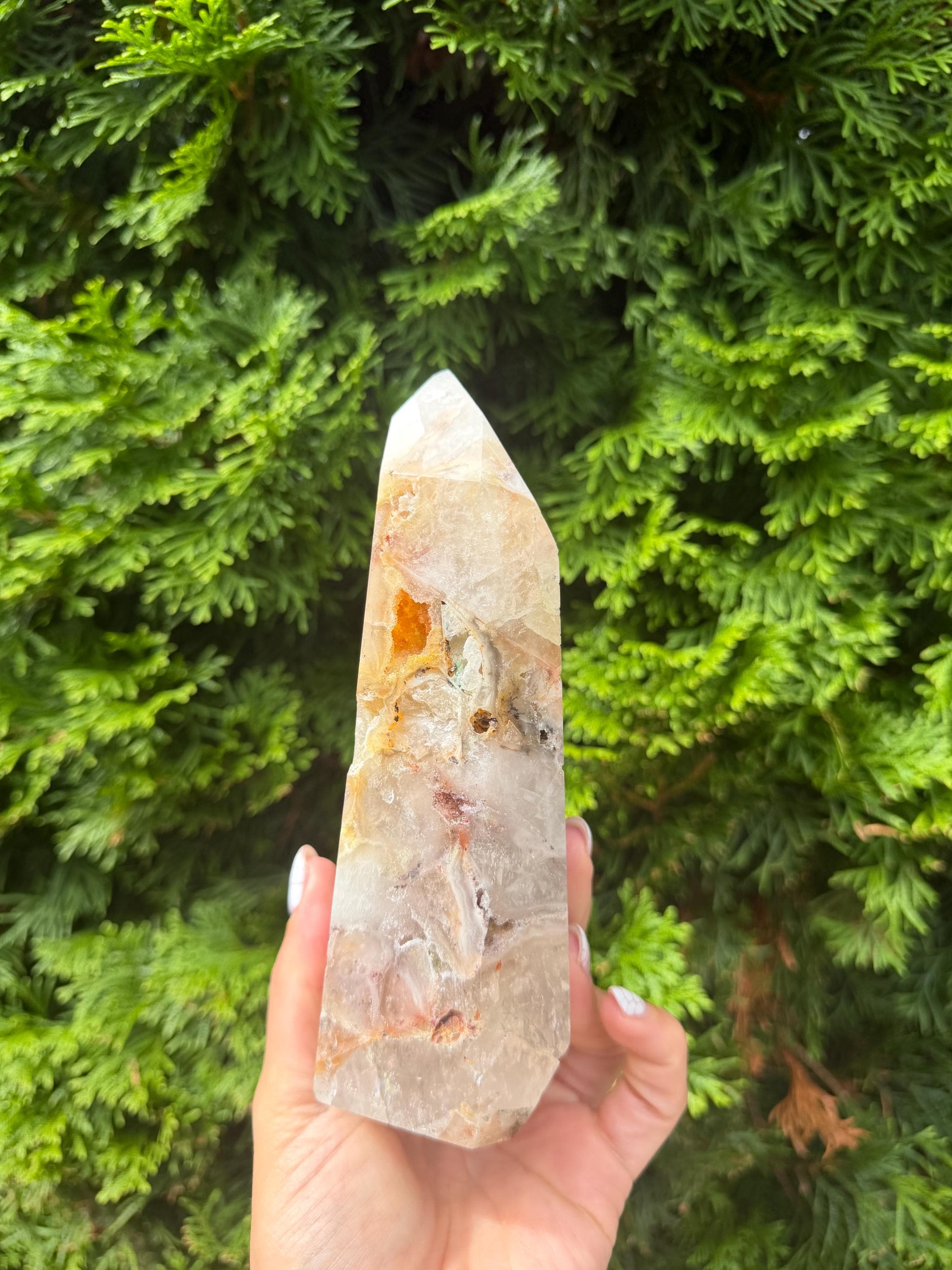 Mosaic Quartz Tower with Pink Druzy Crystal 5