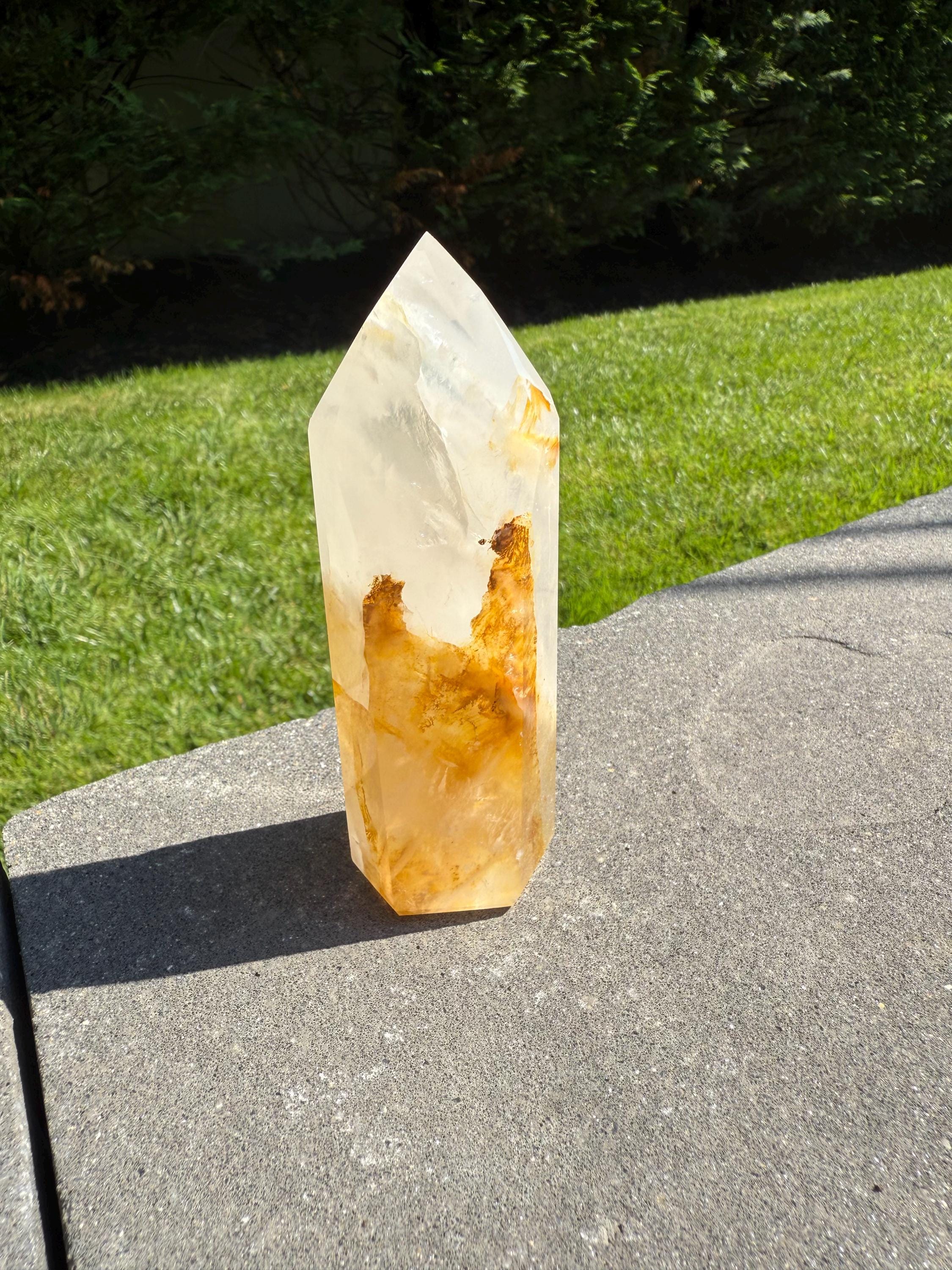 Golden Healer & Girasol Quartz Crystal Tower • Brazil • Polished Crystal Point • Healing Stone • Mineral Specimen