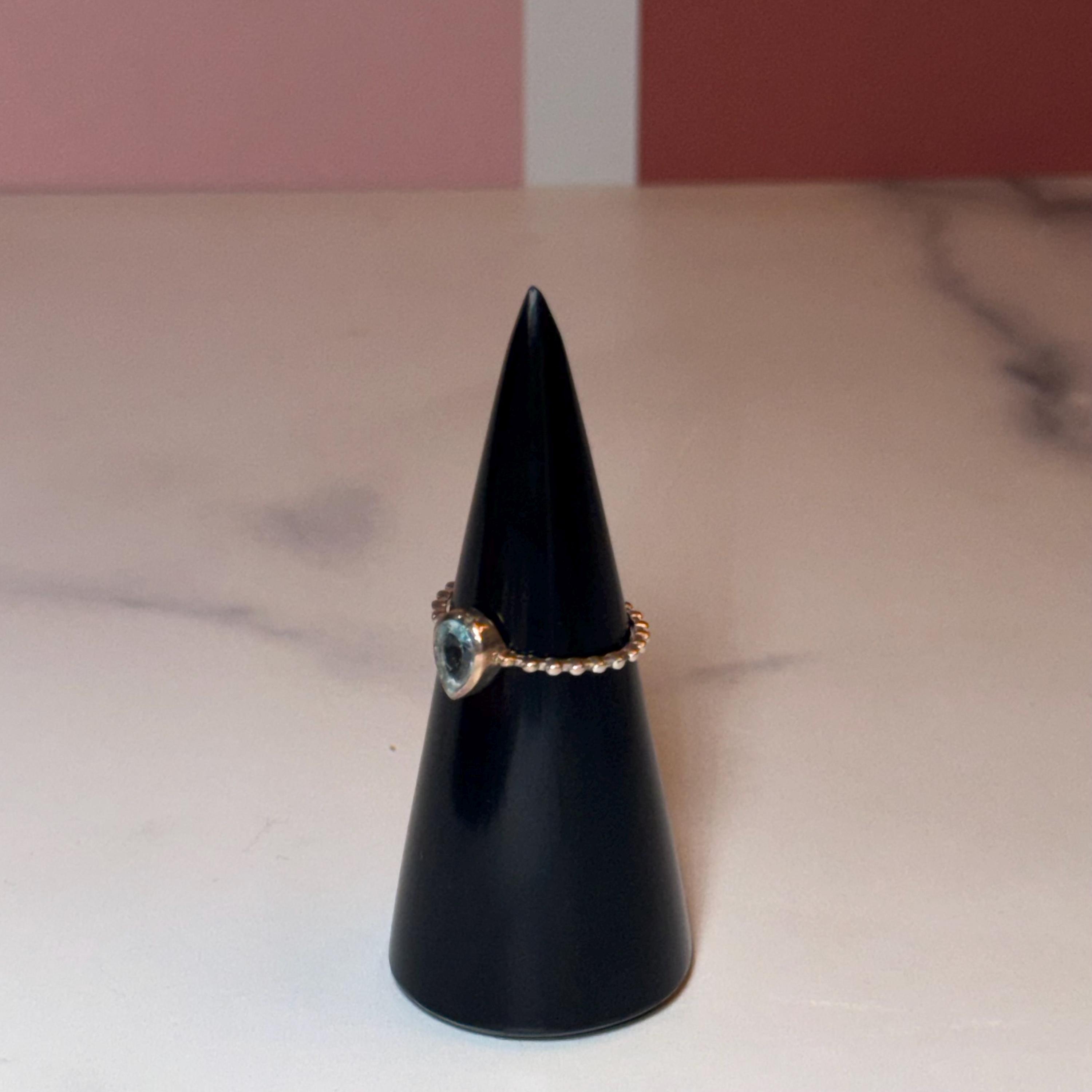 Sterling Silver Teardrop Blue Topaz Ring, Dainty Minimalist Jewelry, December Birthstone (size 7) 8