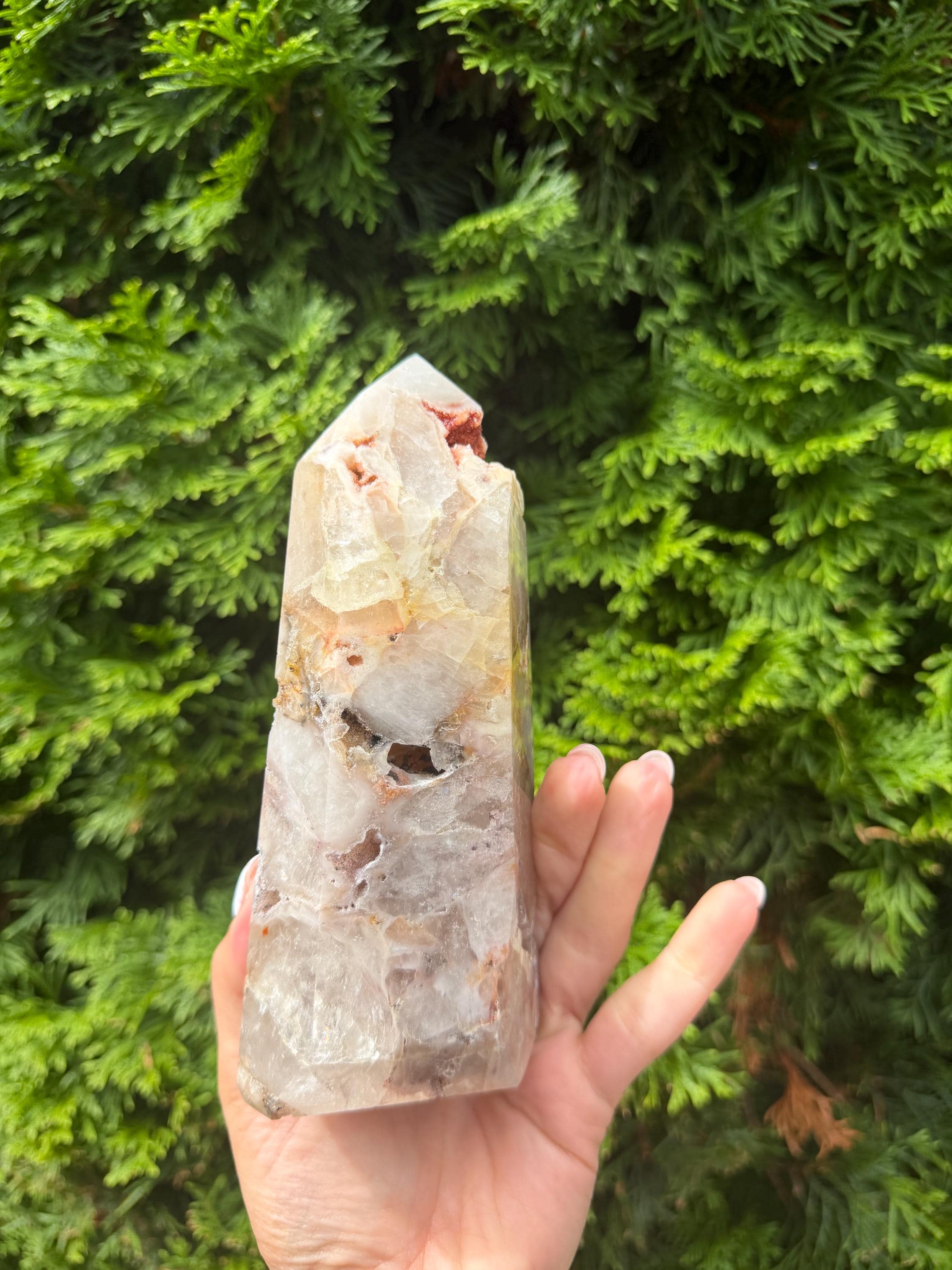 Mosaic Quartz Tower with Pink Druzy Crystal 9