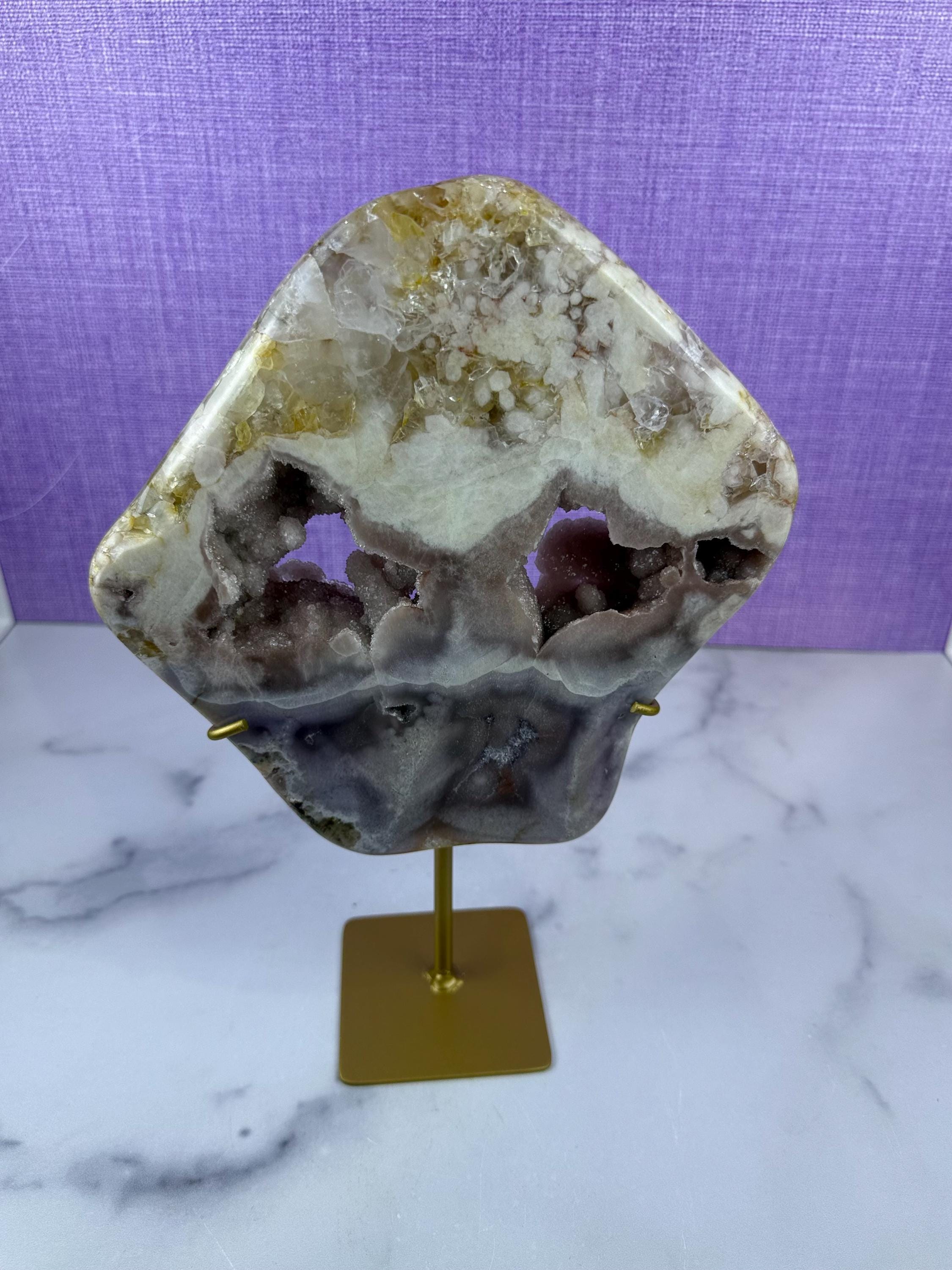 Pink Purple Amethyst Druzy Crystal Display on Stand from Brazil • Sparkling Mineral Specimen 7