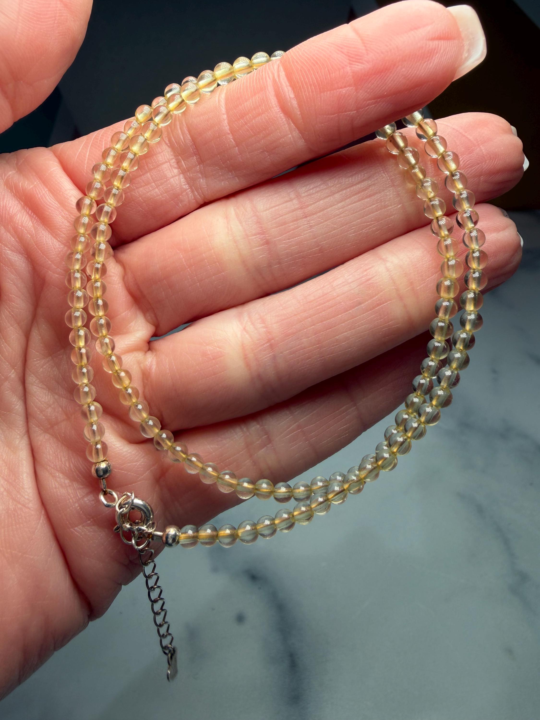 Faceted Citrine Beaded Necklace, 925 Sterling Silver, Dainty Yellow Gemstone, Adjustable Chain 5