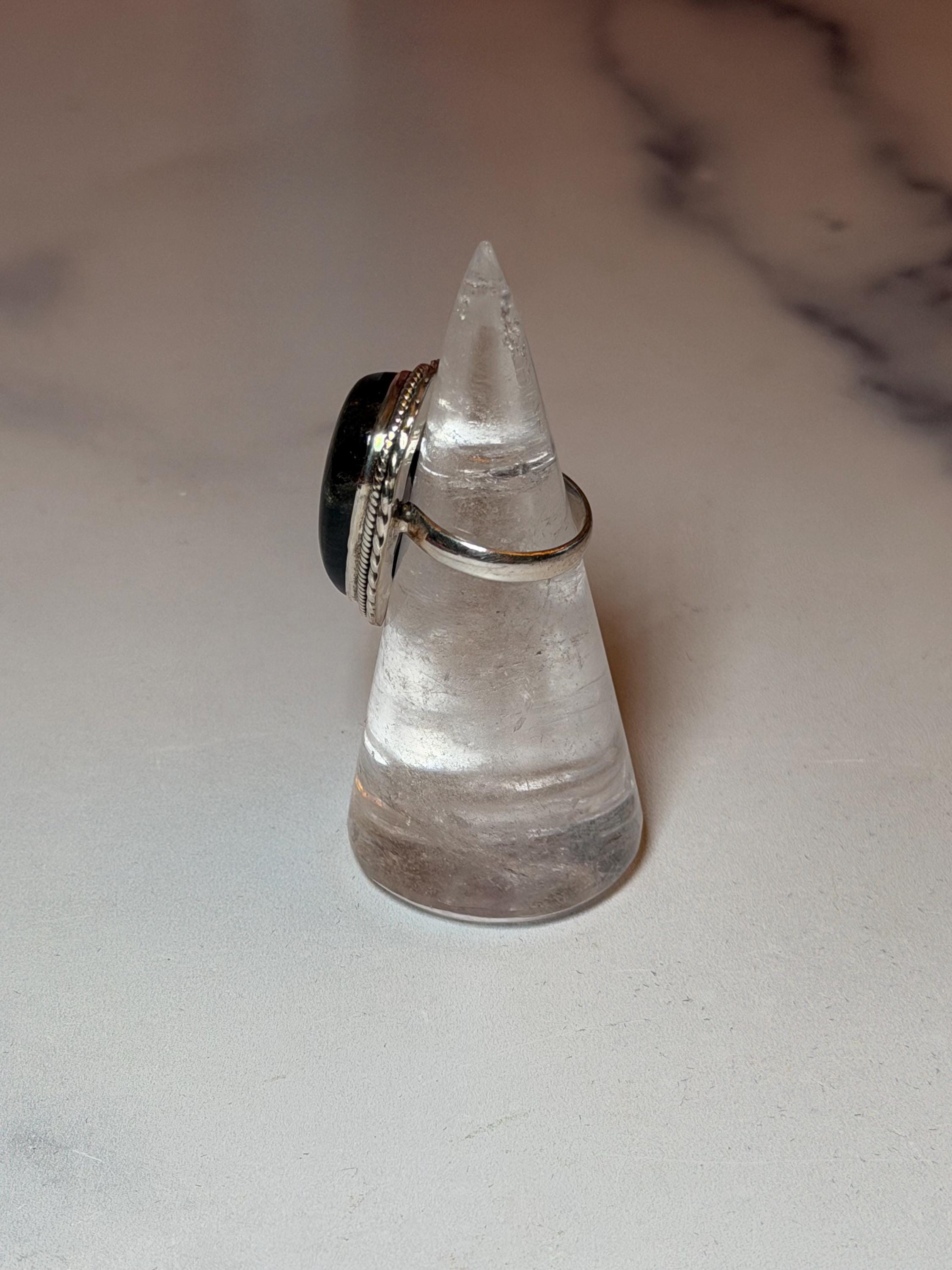 Blue Flash Labradorite Teardrop Ring • Sterling Silver • Boho Gemstone Jewelry (size 6) 12