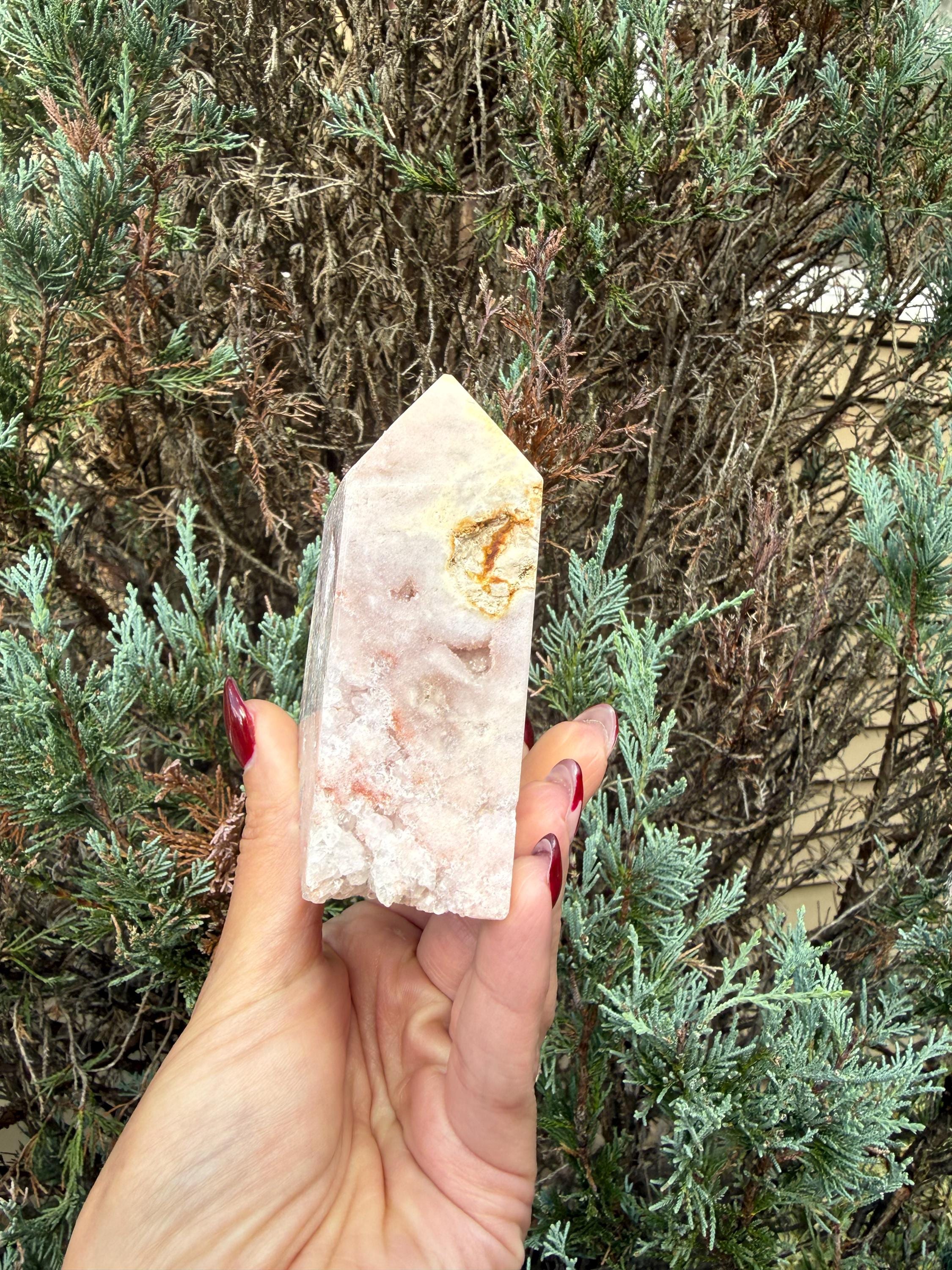Druzy Pink Amethyst Tower • Sparkling Crystal Point • Calming Healing Stone • Spiritual Decor • Quartz Tower 4