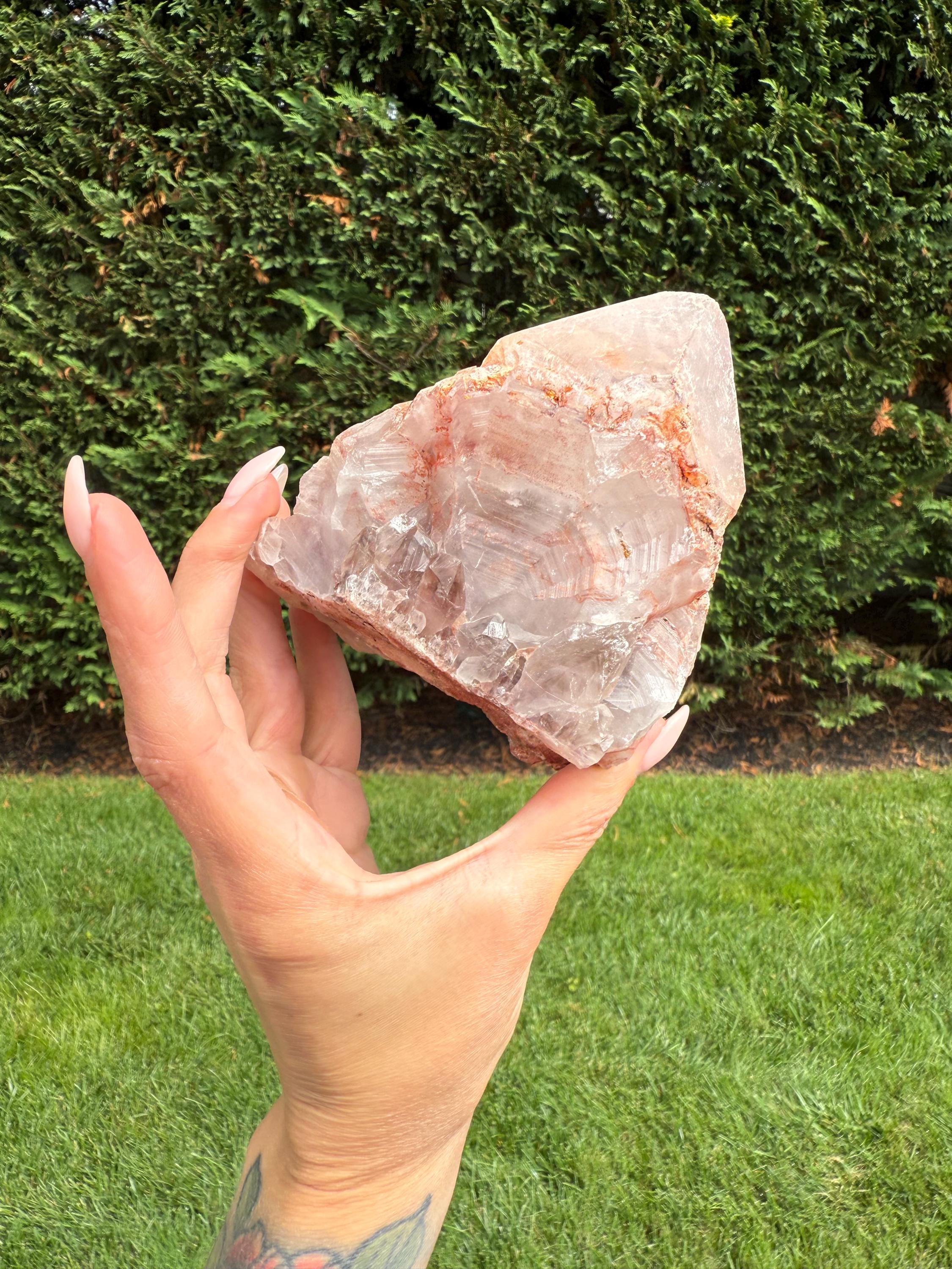 Hematite Included Quartz Crystal Cluster: Grounding & Energizing Natural Indian Specimen 11
