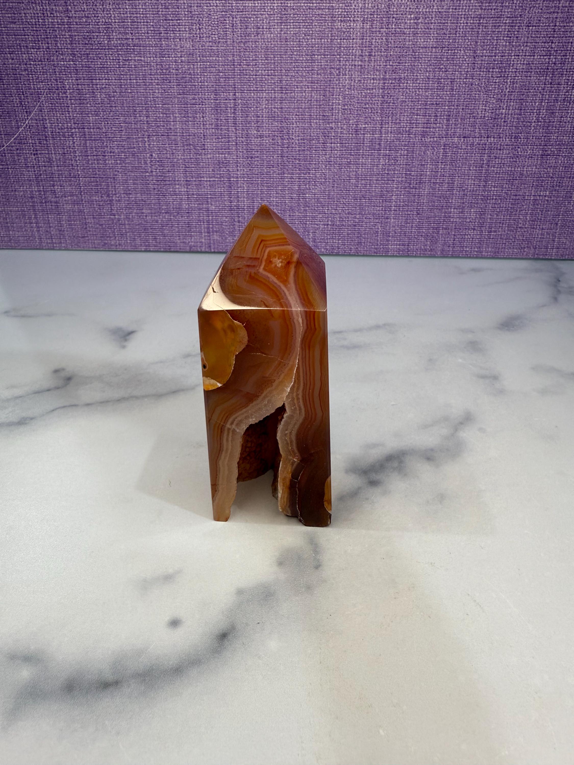 Druzy Carnelian Crystal Tower, Fiery Orange Healing Stone Point, Spiritual Decor, Meditation Obelisk 2