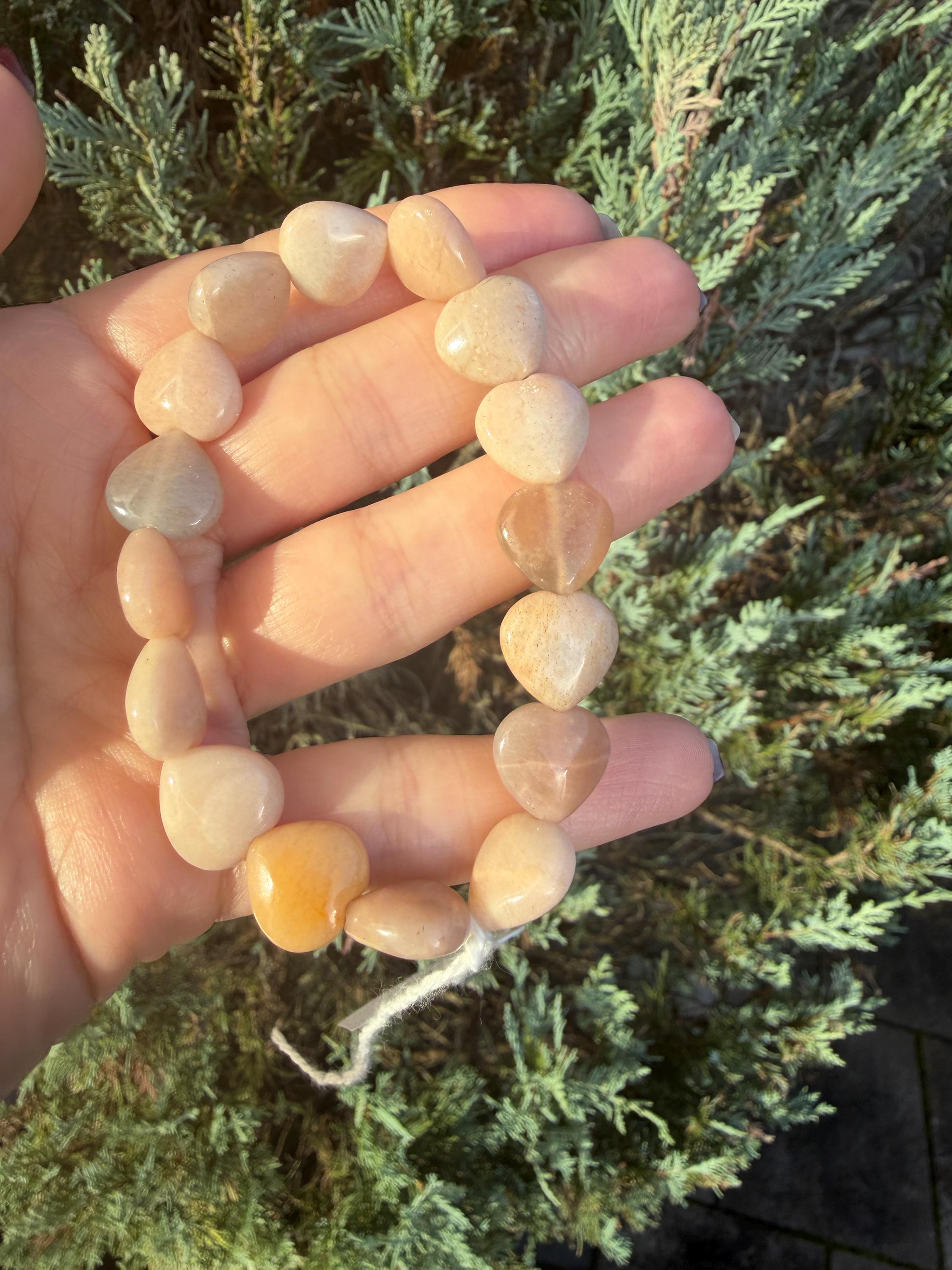 Peach Moonstone Heart Bracelet • Nurturing Crystal Jewelry • Love Intuition Stone 4