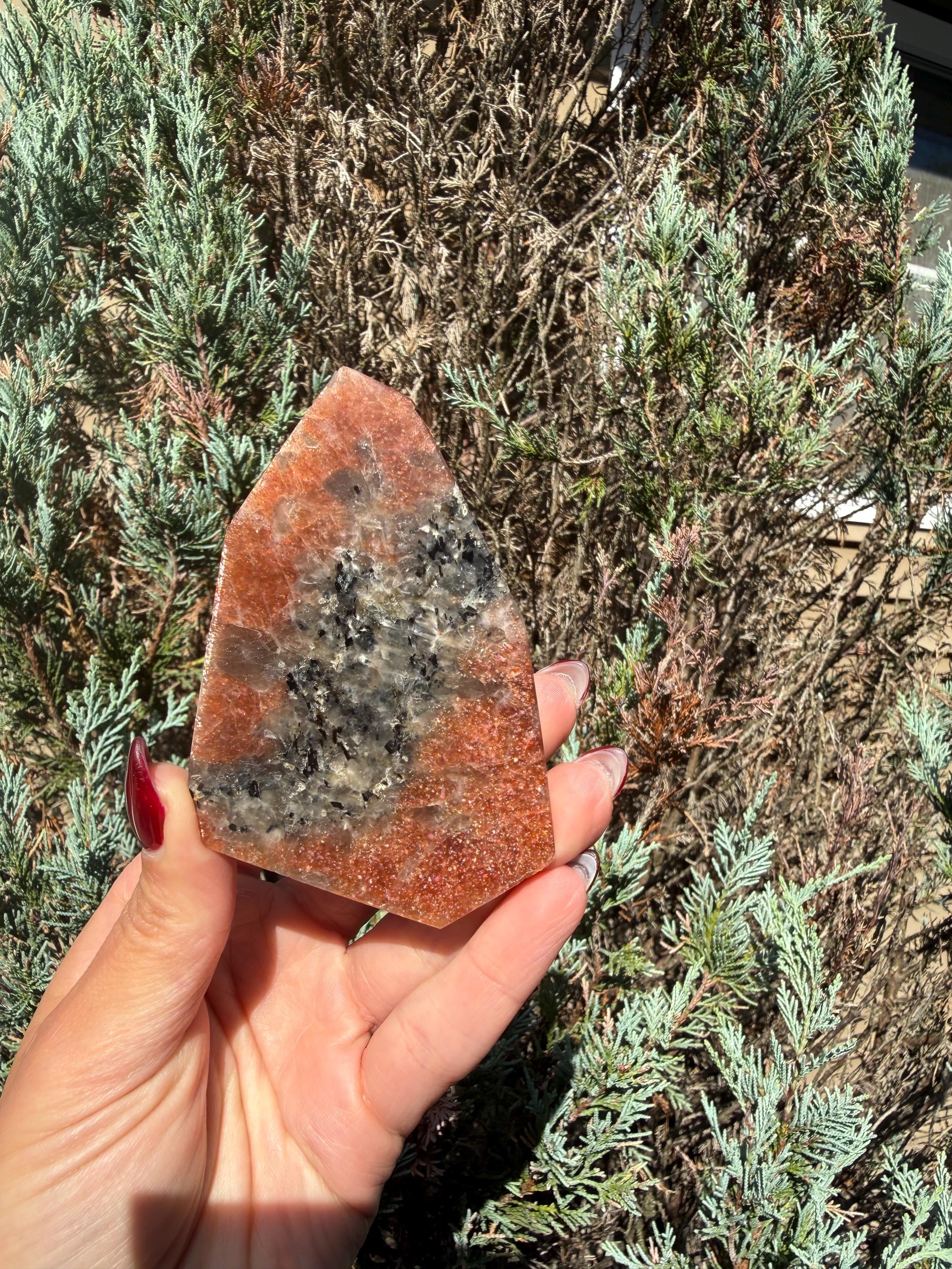 Confetti Sunstone Crystal Freeform • High Flash Polished Stone • Orange Sparkle Gemstone • Healing Crystal Decor 2
