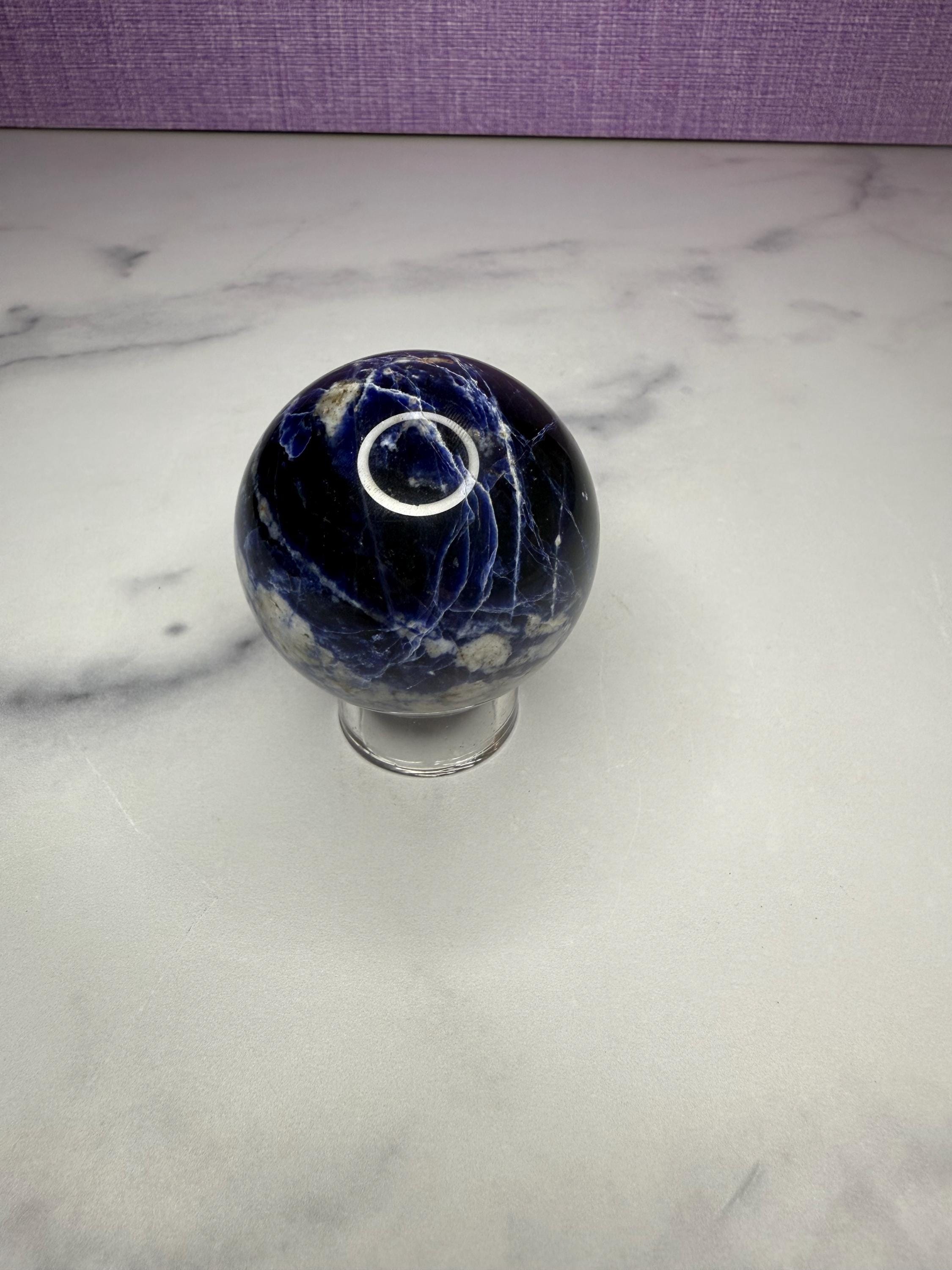 Polished Sodalite Crystal Sphere • Blue White Gemstone Orb, Spiritual Decor 3