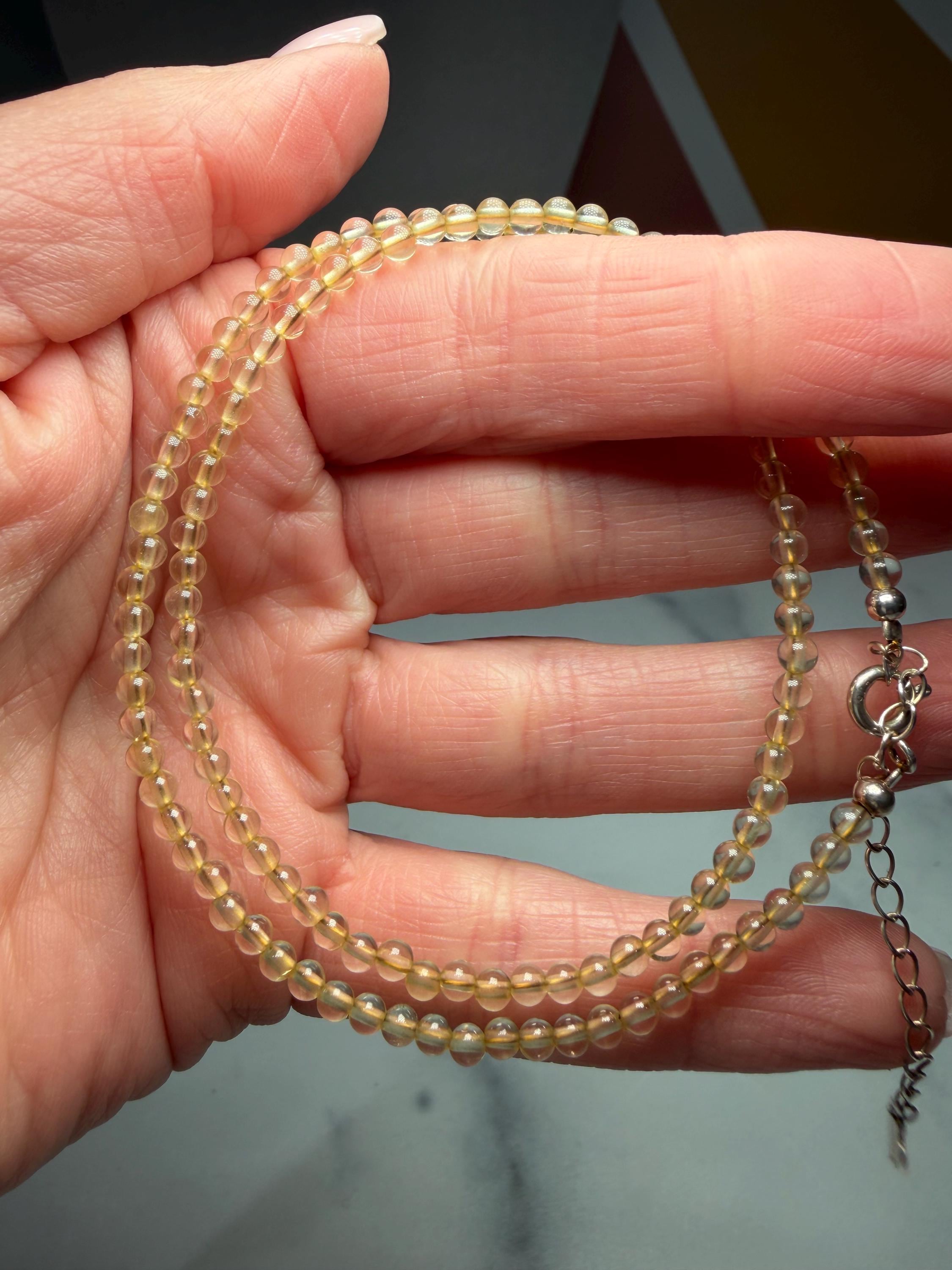 Faceted Citrine Beaded Necklace, 925 Sterling Silver, Dainty Yellow Gemstone, Adjustable Chain 4