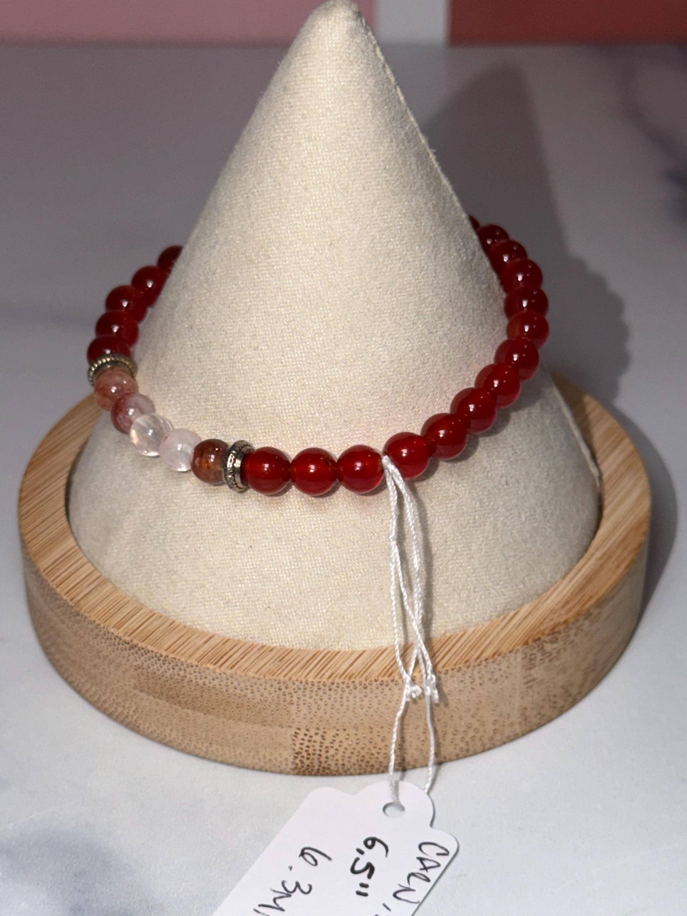 Carnelian & Fire Quartz Stretch Bracelet, Subtle Sparkle Gemstone Jewelry 4