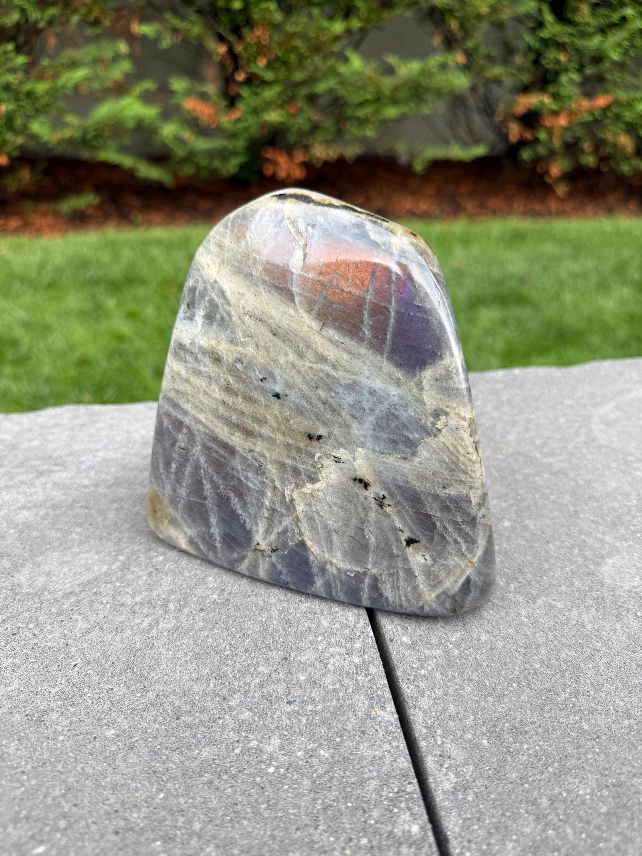 Large Labradorite Freeform Crystal • Polished Sunset Flash, Intuition Stone, Spiritual Decor 14