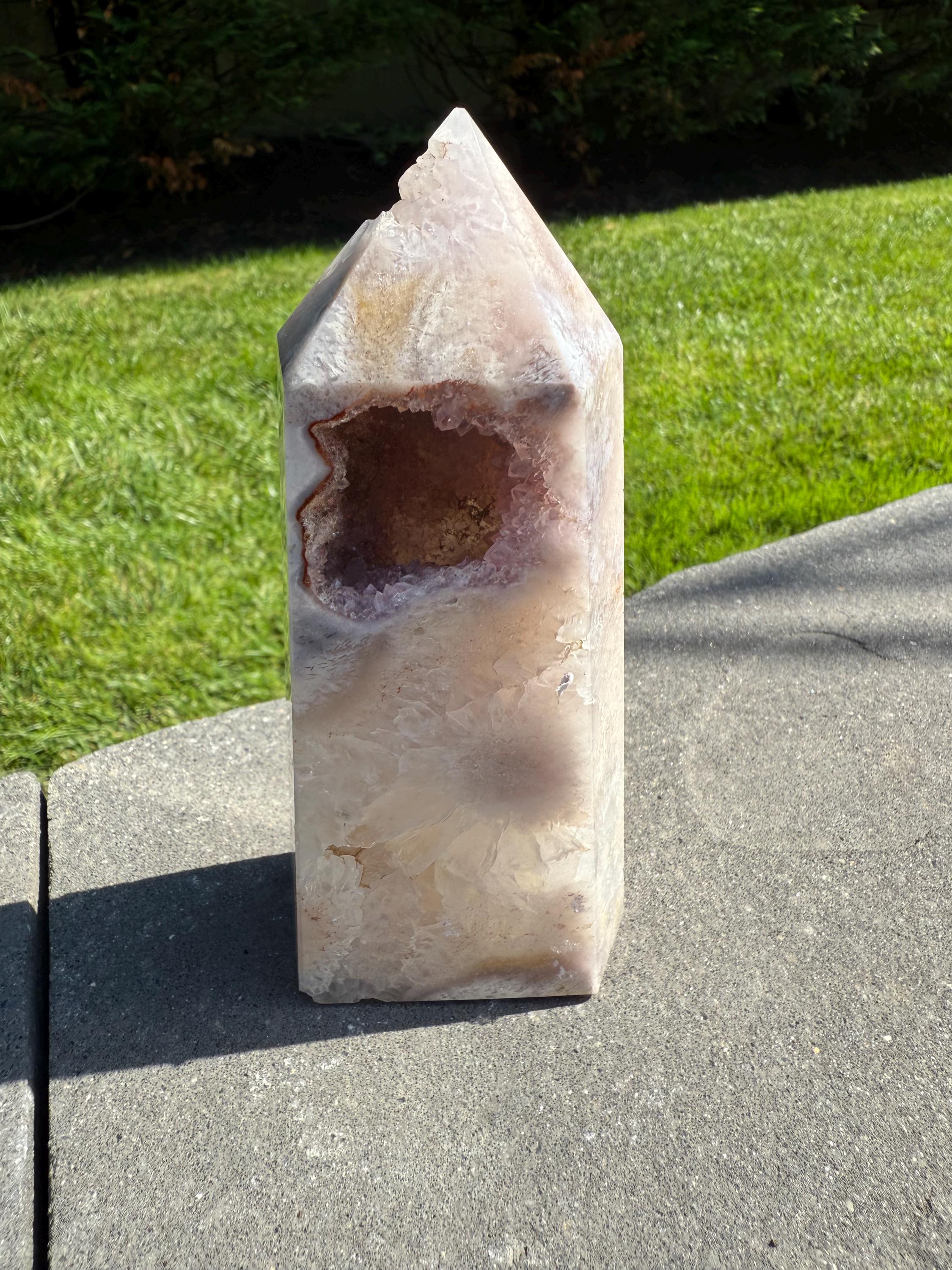 Pink Amethyst Druzy Crystal Obelisk • Healing Quartz Tower, Spiritual Decor 5