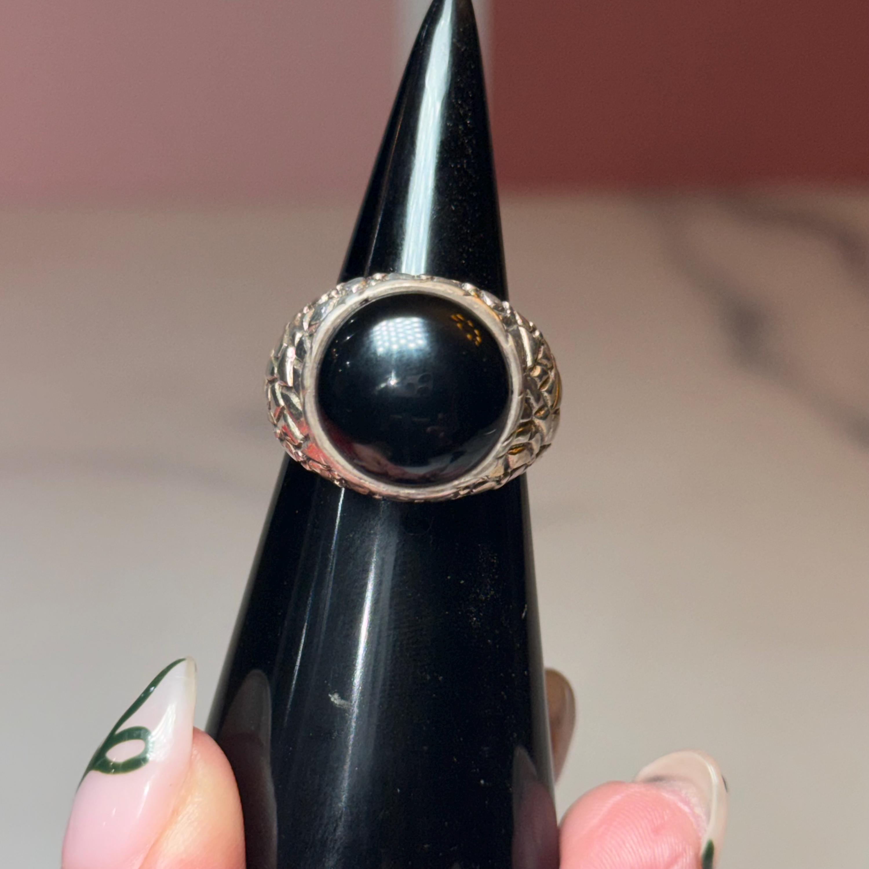 Black Onyx Sterling Silver Ring, Classic Statement Jewelry, Minimalist Design (size 7) 2