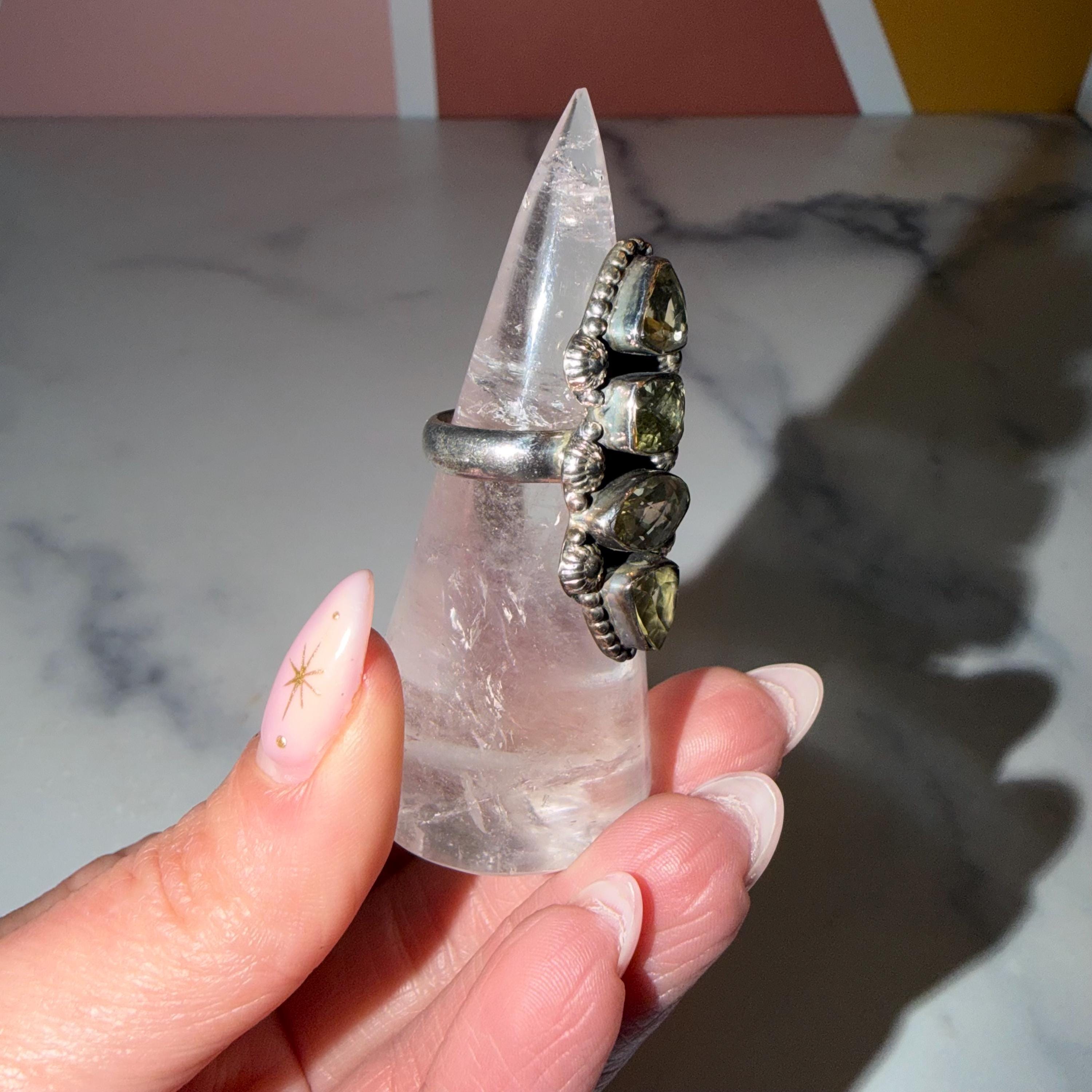 Citrine Multi-Stone Ring • 925 Sterling Silver • Size 7 • Yellow Gemstone Statement Ring • Boho Jewelry 5