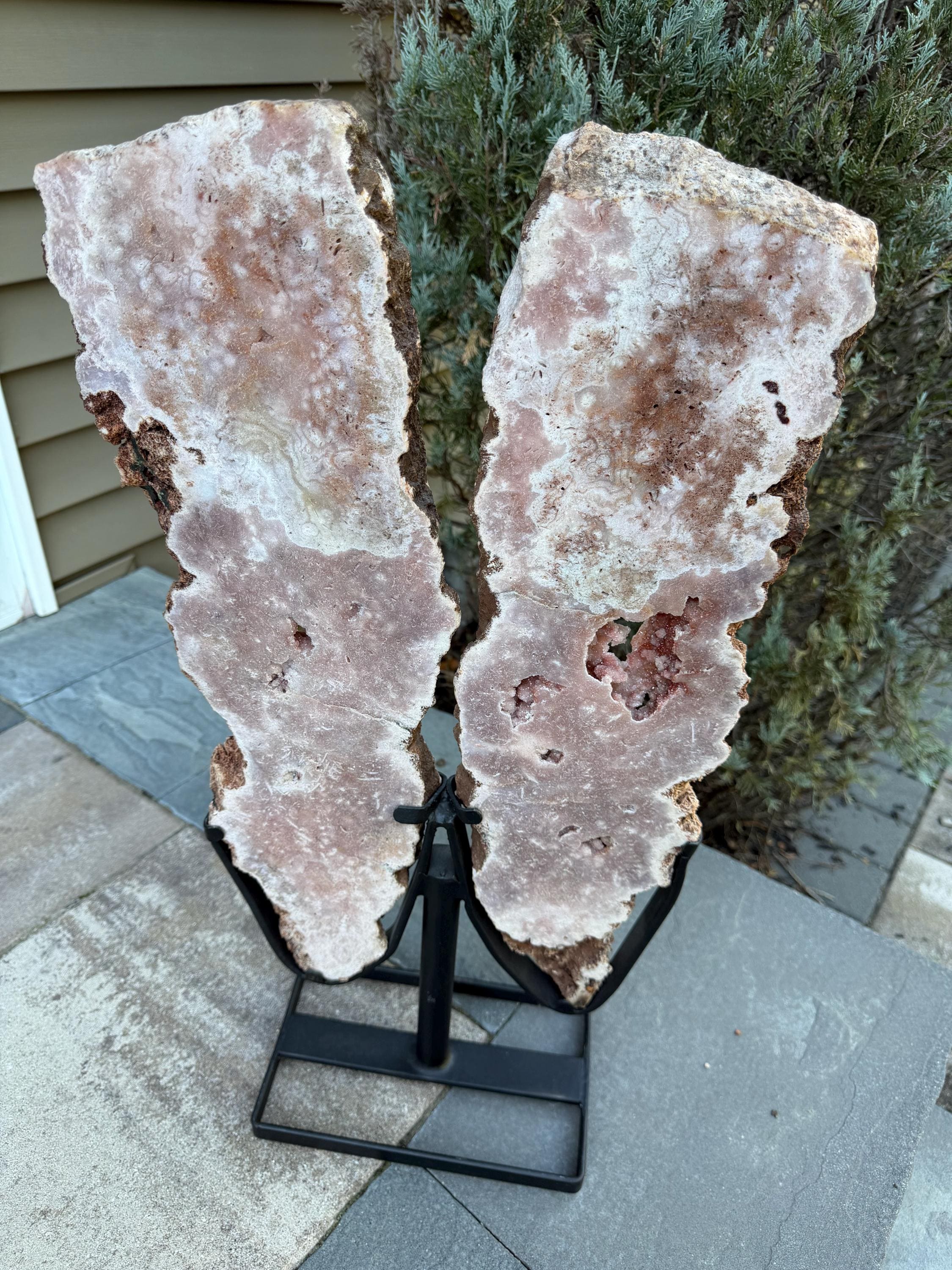Pink Amethyst Statement Crystal Wings on Custom Stand: Luxury Crystal Décor 3