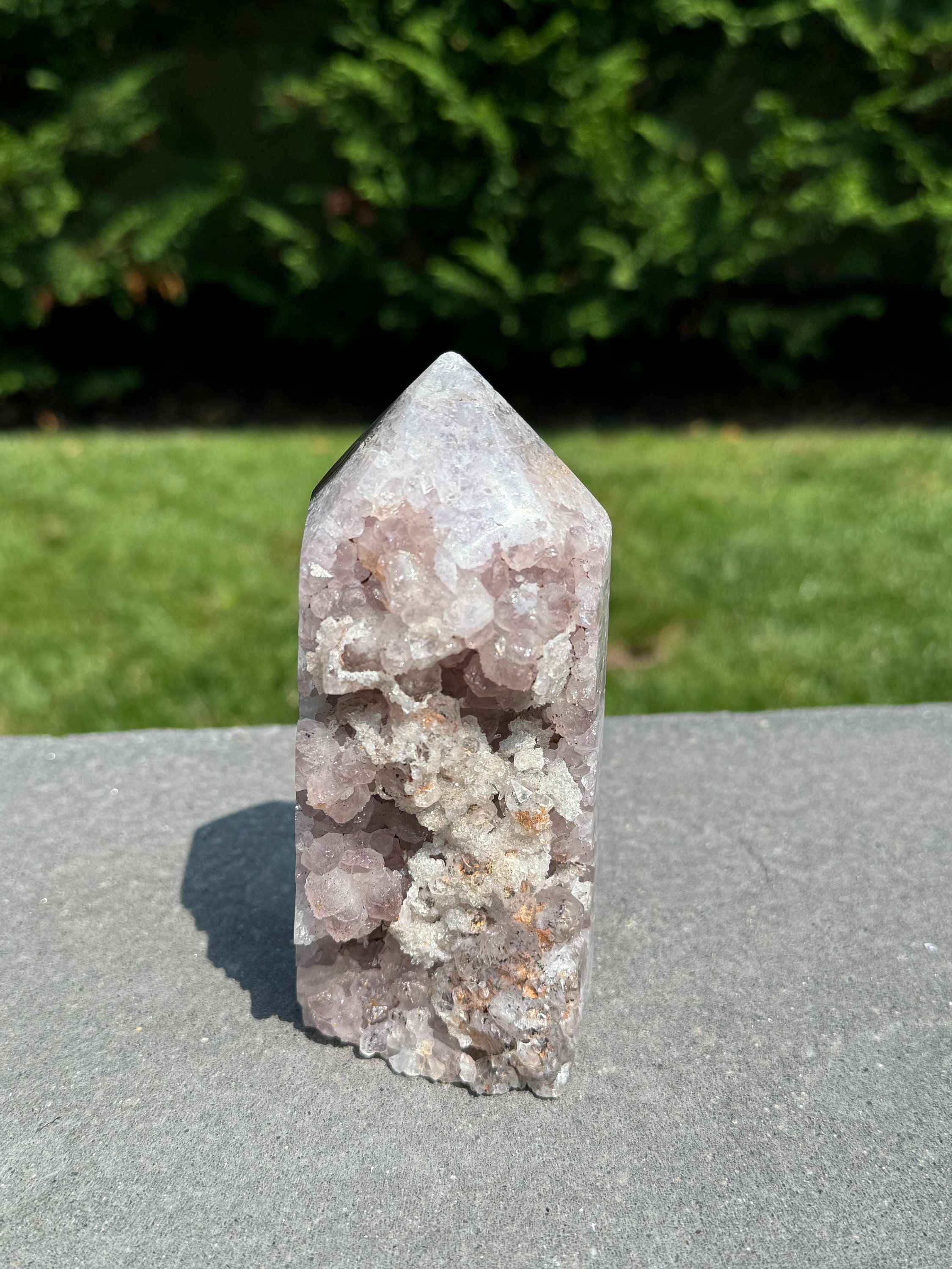Purple Amethyst Crystal Tower • Banded Sugar Druzy • Polished Point Healing Stone 6