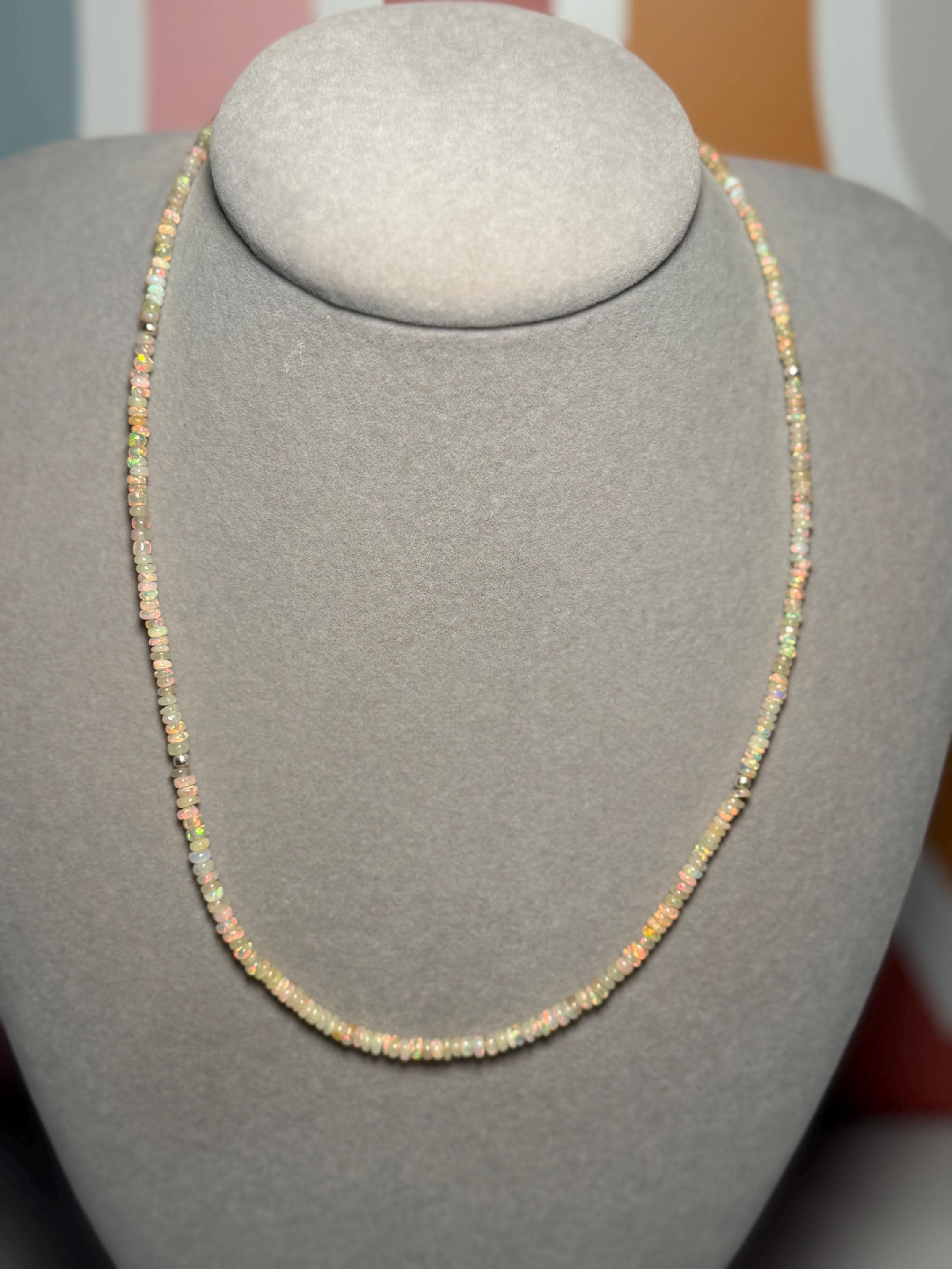 Starborn Creations Ethiopian Opal Beaded Necklace, Sterling Silver, 18 Inch (2 Inch Extender) 2