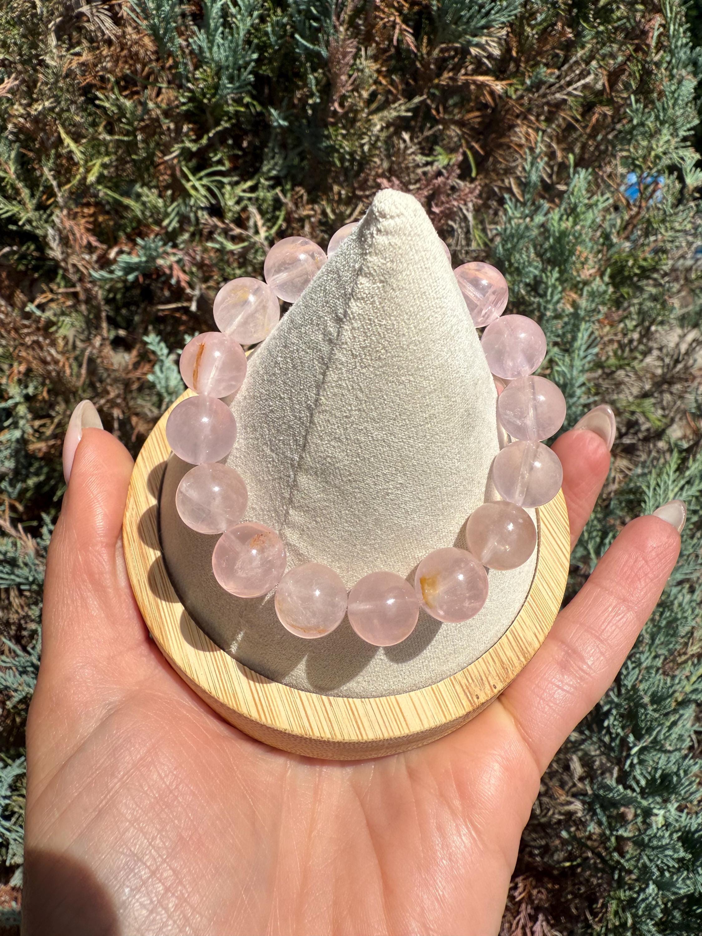 Rose Quartz Golden Healer Inclusions Stretch Bracelet, Love Energy Gemstone Jewelry (11mm) 5