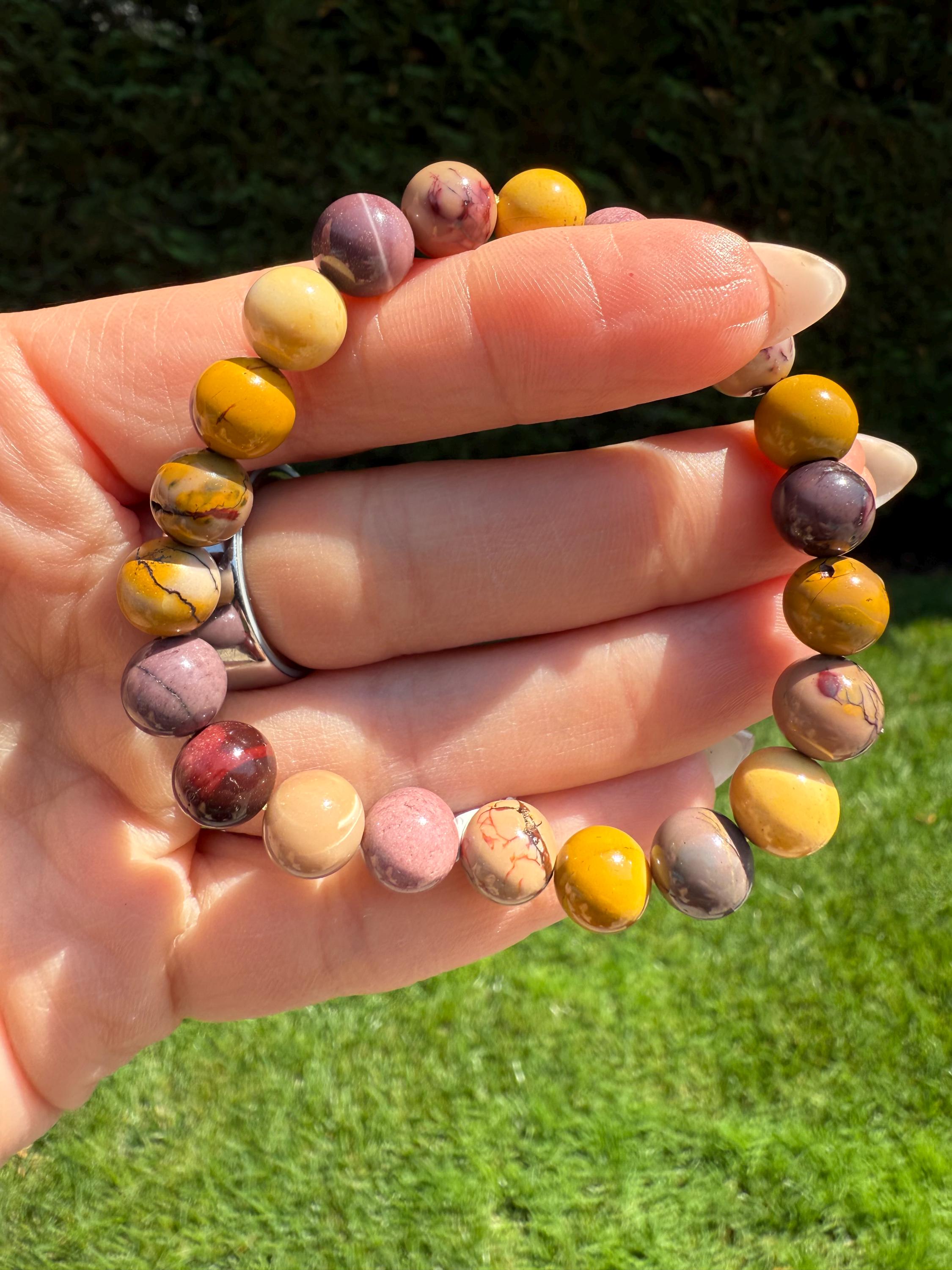 Mookaite Jasper Stretch Beaded Bracelet: Natural Gemstone Healing Crystal Jewelry (9mm) 3
