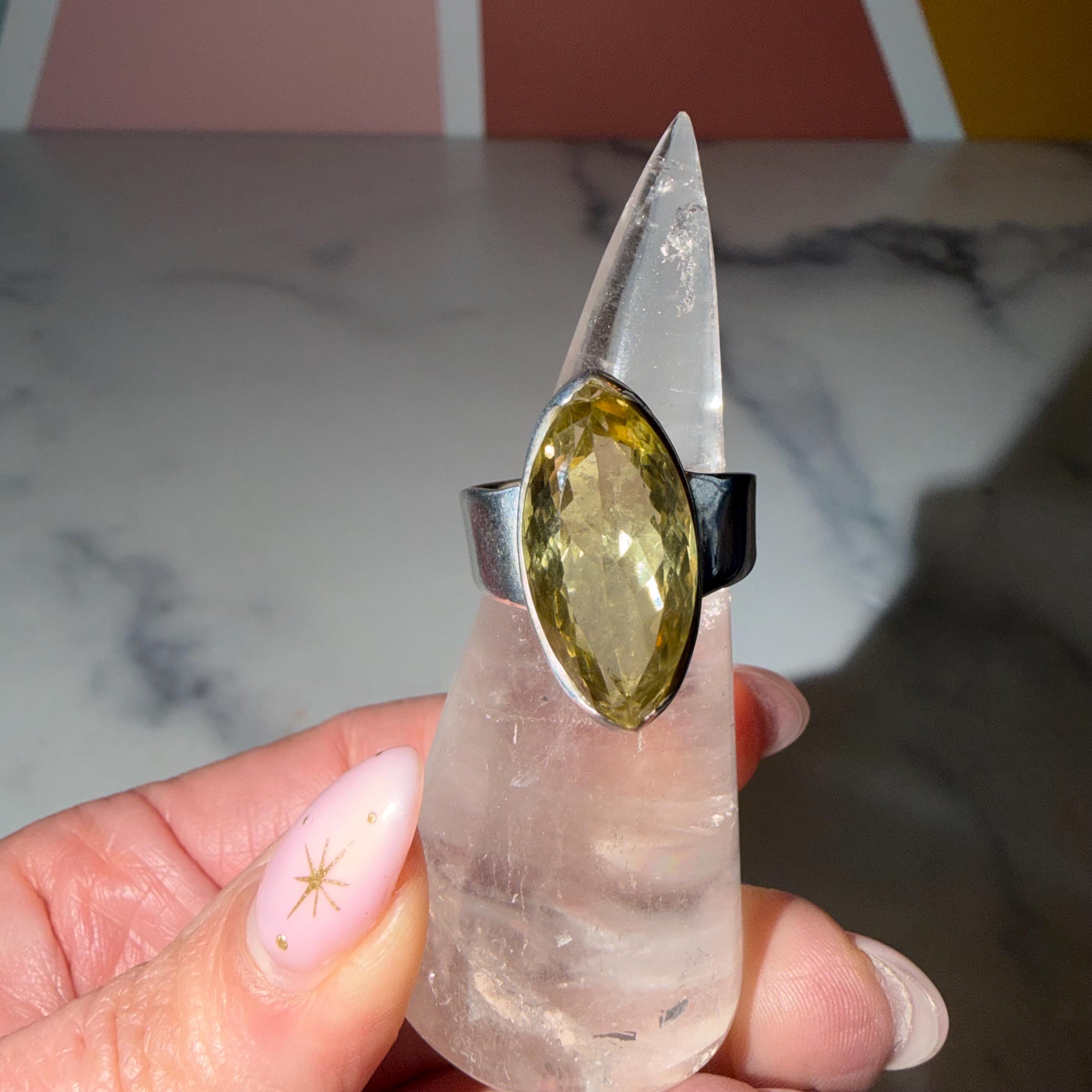 Marquise Citrine Ring • 925 Sterling Silver • Size 7.5 • Yellow Gemstone Statement Ring • Boho Jewelry 3