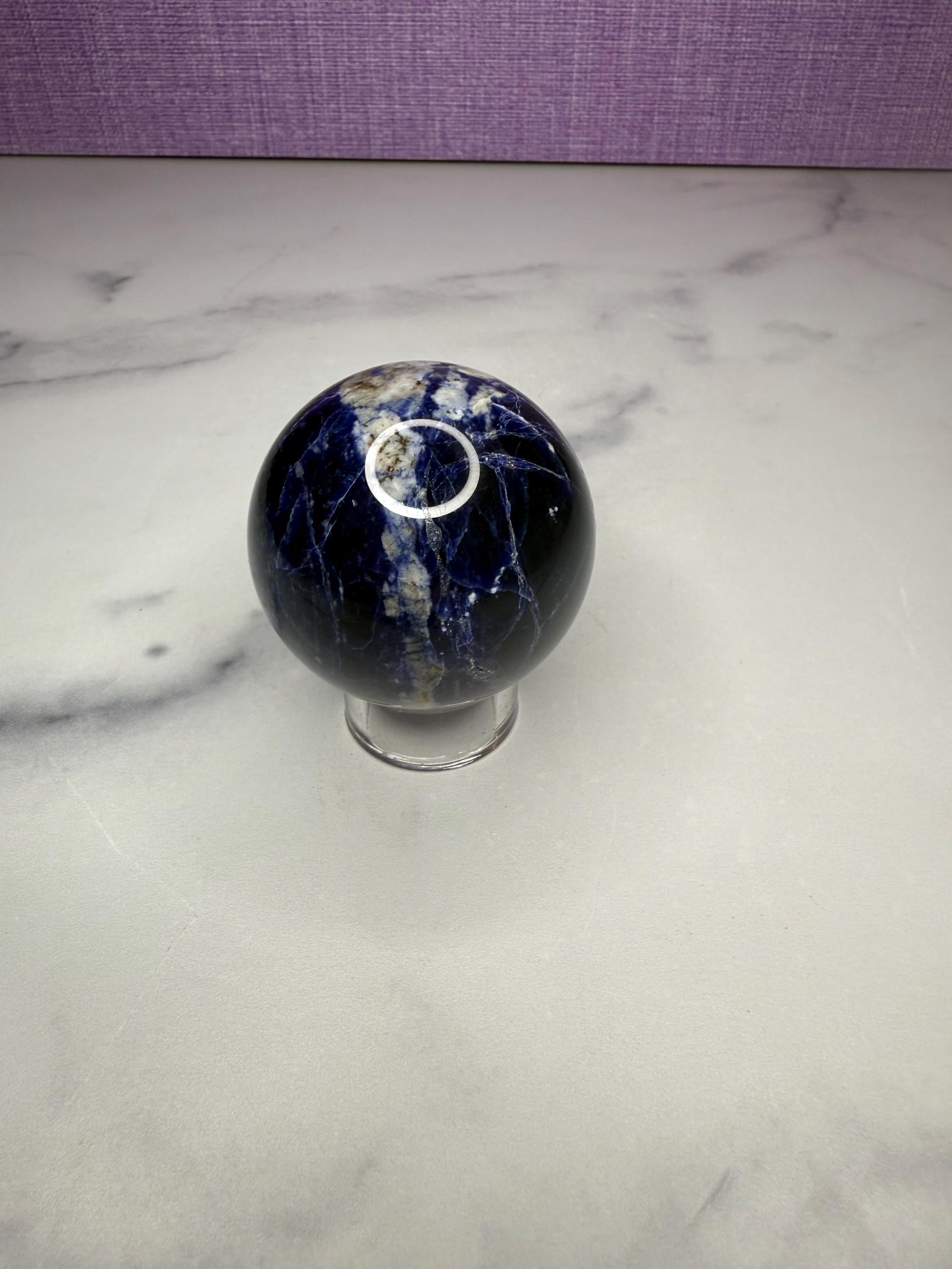 Polished Sodalite Crystal Sphere • Blue White Gemstone Orb, Spiritual Decor 5