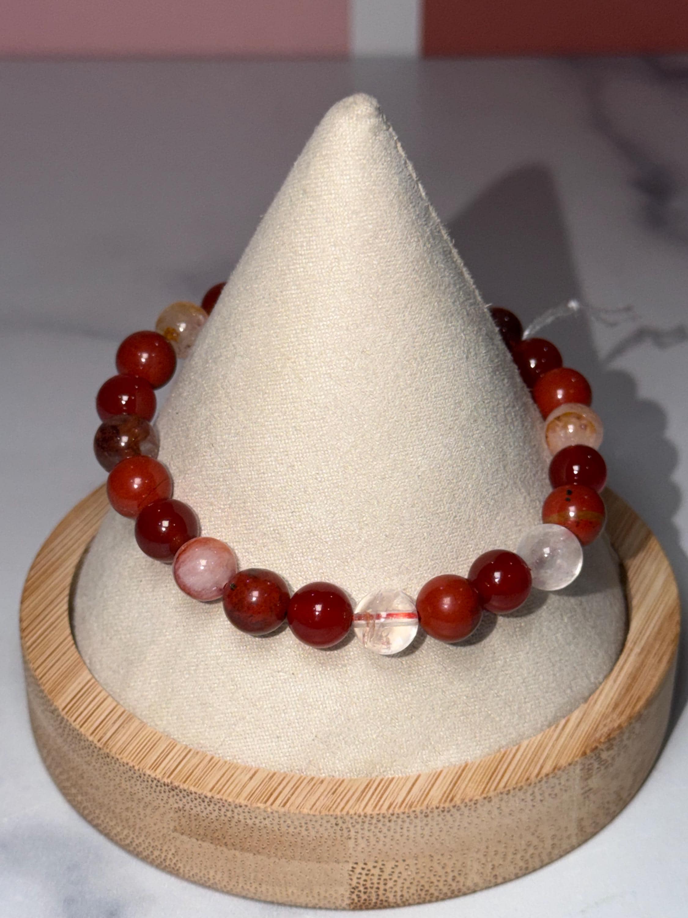 Carnelian, Fire Quartz, Red Jasper Beaded Bracelet, Earth Tone Gemstone Jewelry 8