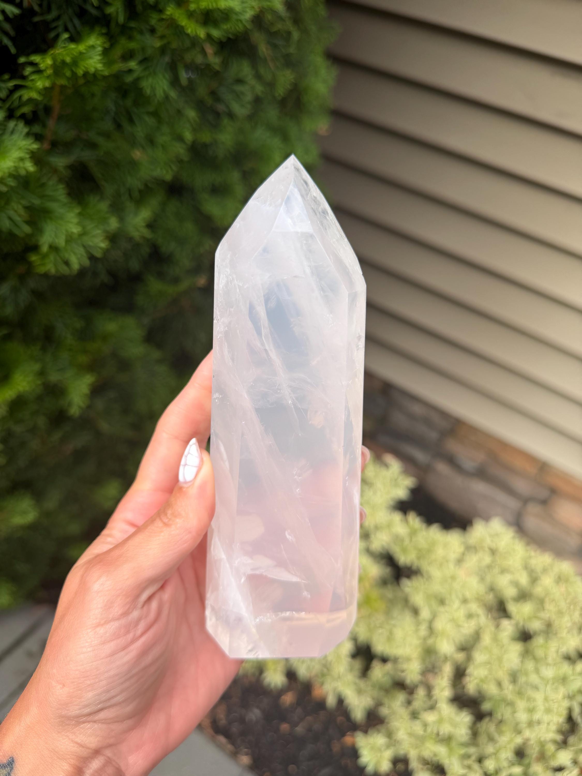 XL Girasol Quartz Crystal Tower • Milky Opalescent Glow • Polished Crystal Point 10