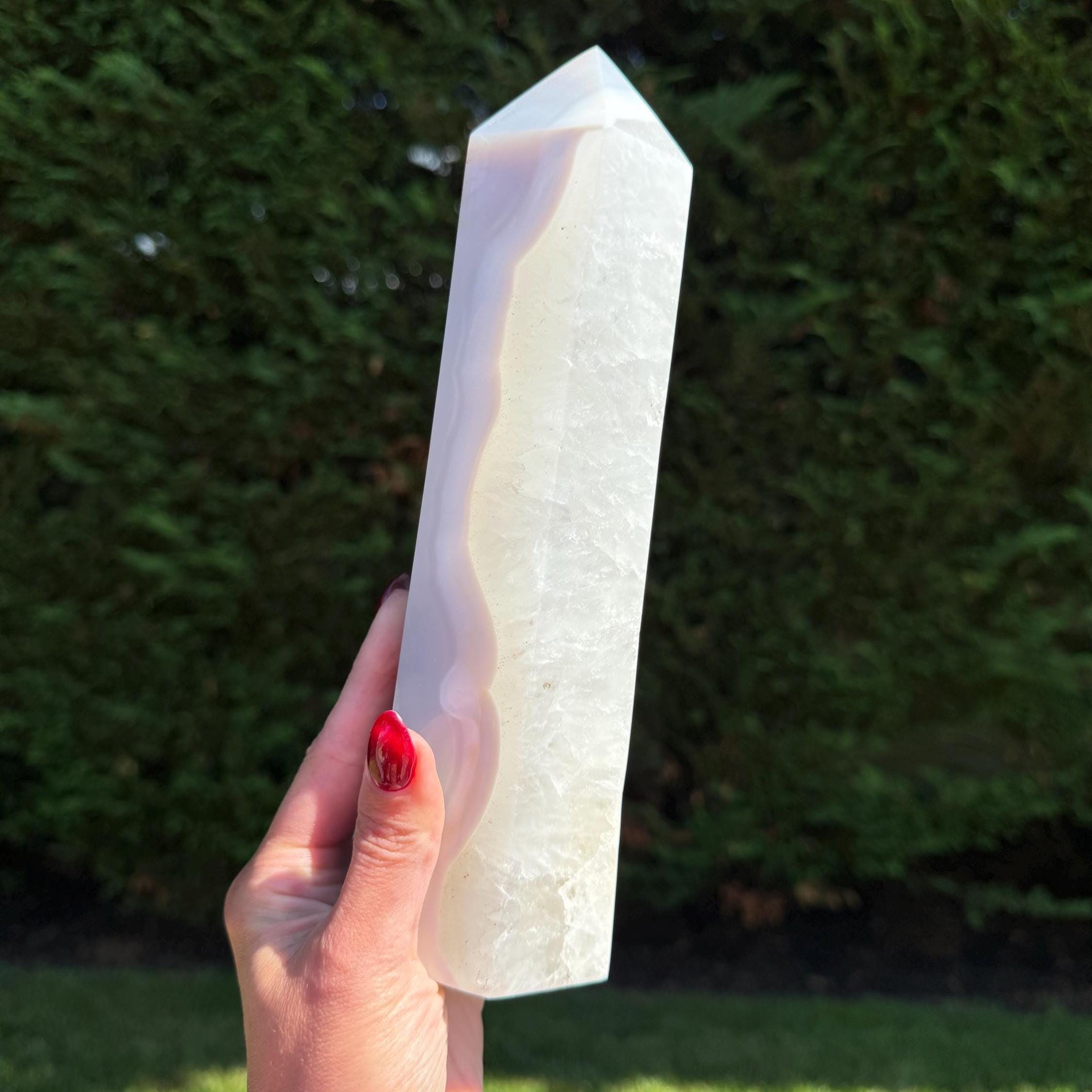 XL Blue Banded Agate Quartz Crystal Tower • Polished Point, Natural Mineral Specimen 2