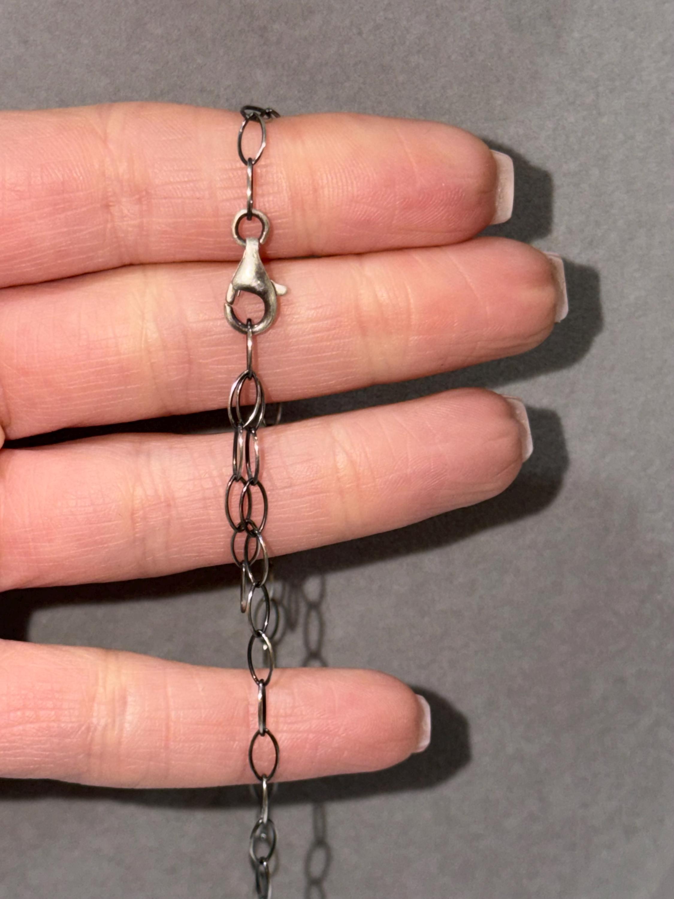 Orange Spiny Oyster Bar Necklace, Sterling Silver, Native Made Am, Southwest Style (19" Chain) 6