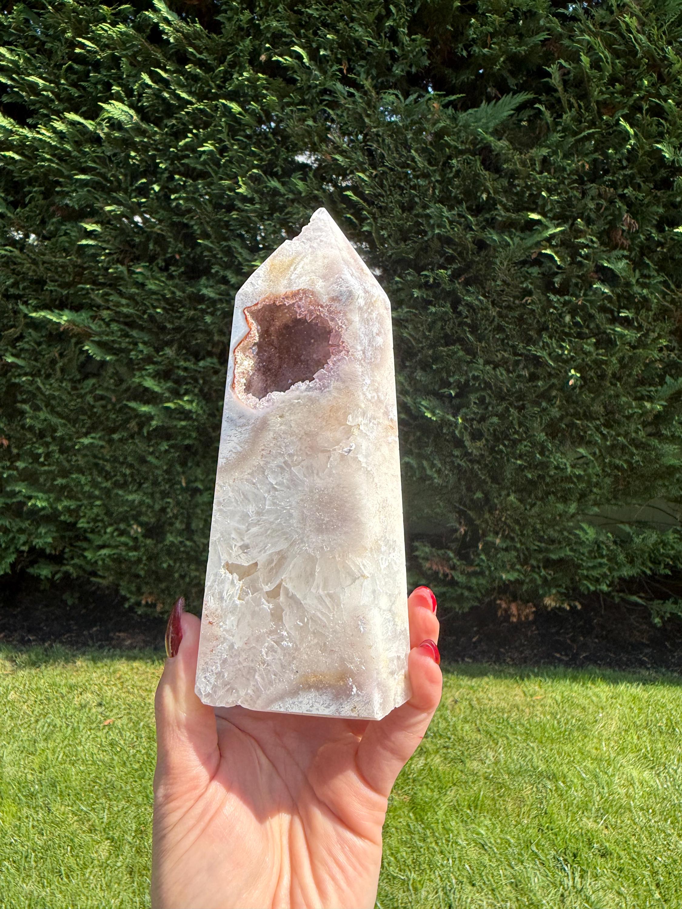 Pink Amethyst Druzy Crystal Obelisk • Healing Quartz Tower, Spiritual Decor 3
