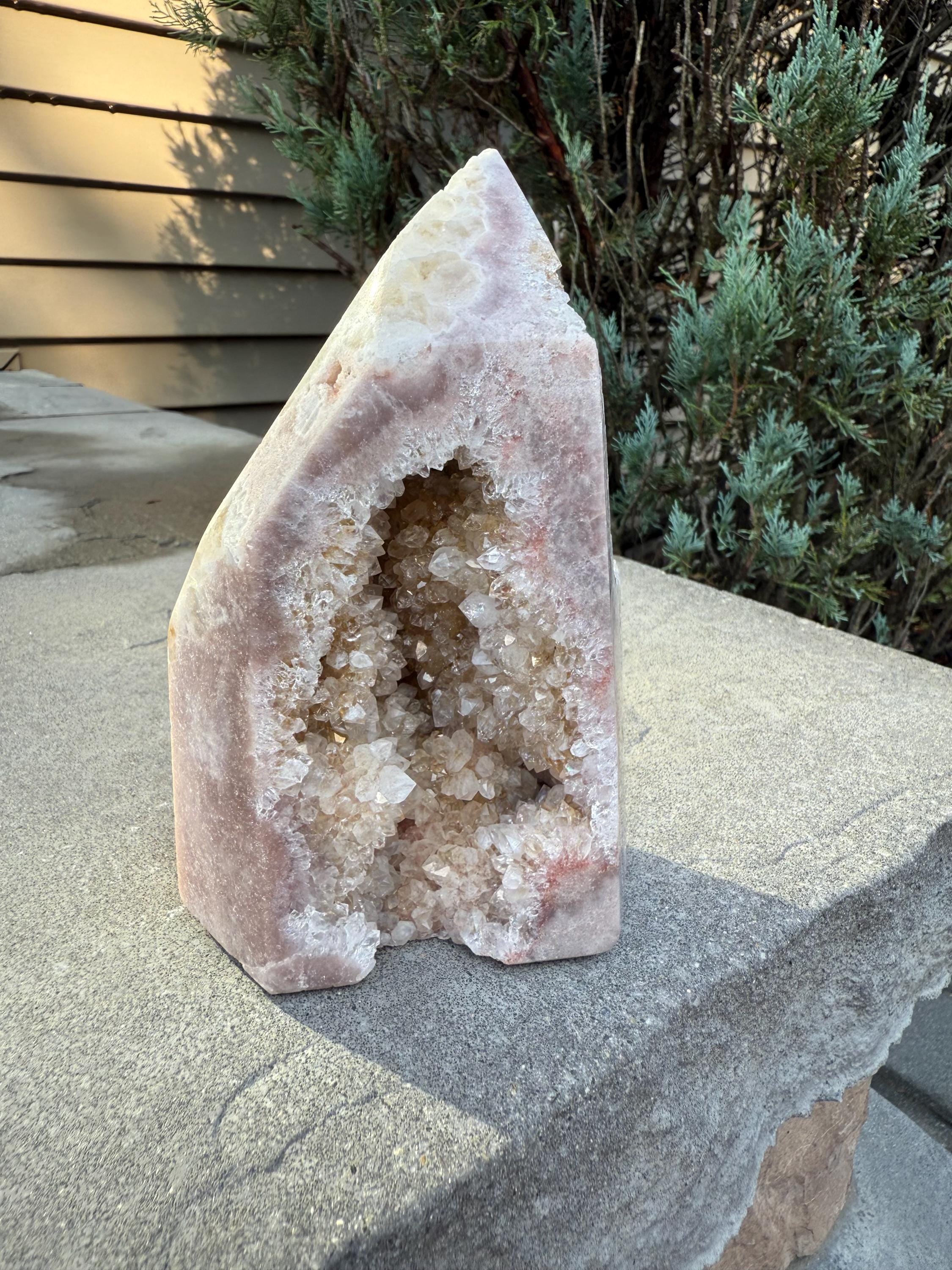Druzy Pink Amethyst Crystal Freeform from Brazil: Crystal Home Decor