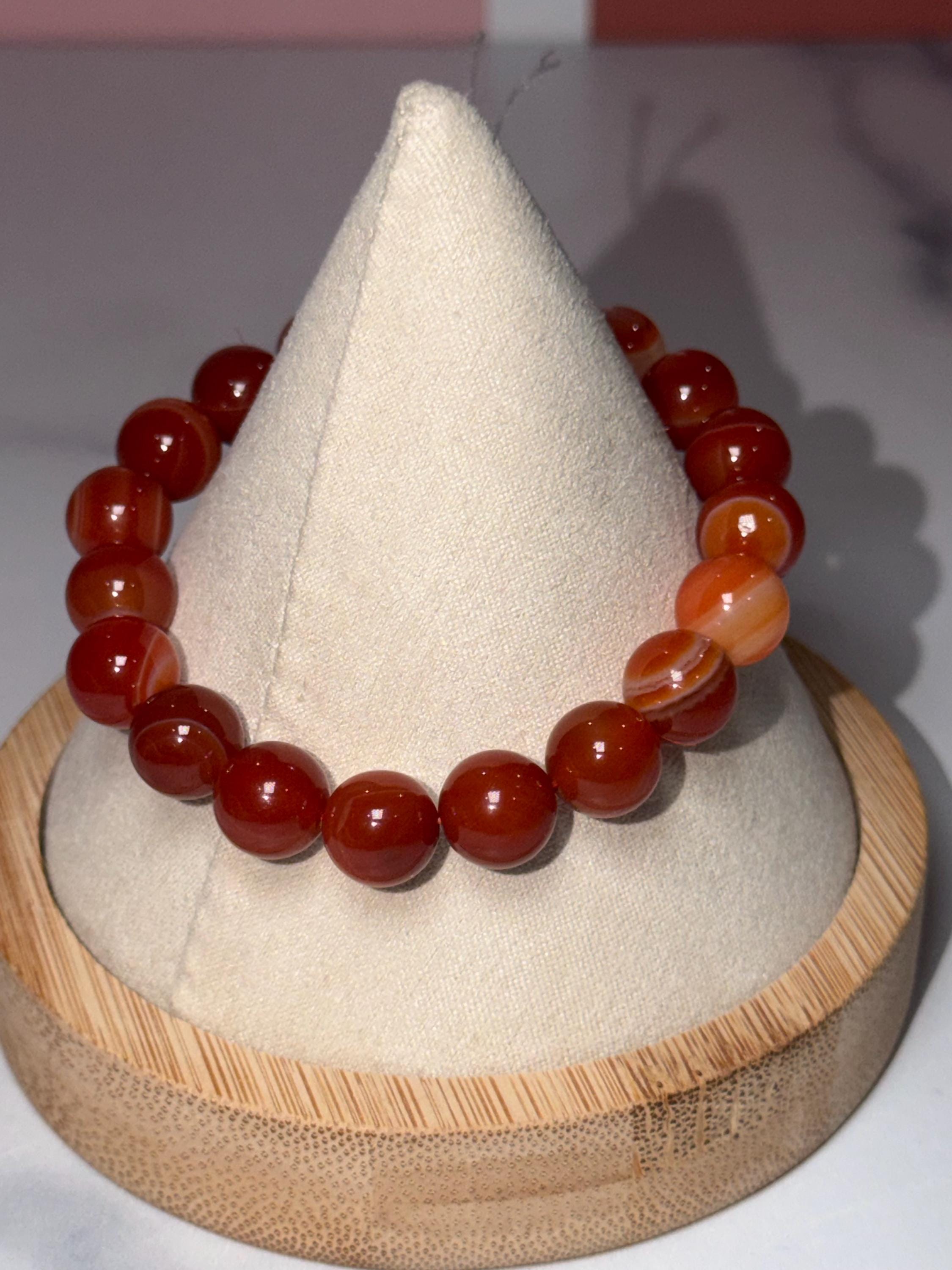 Carnelian Crystal Stretch Beaded Bracelet, Bold Energy, Confidence Jewelry (10mm) 5