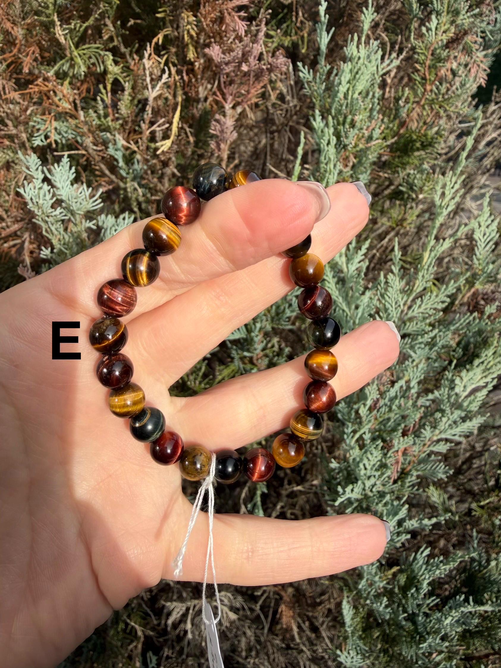 Tiger's Eye Beaded Bracelet • Natural Gemstone Protection Crystal Jewelry 15