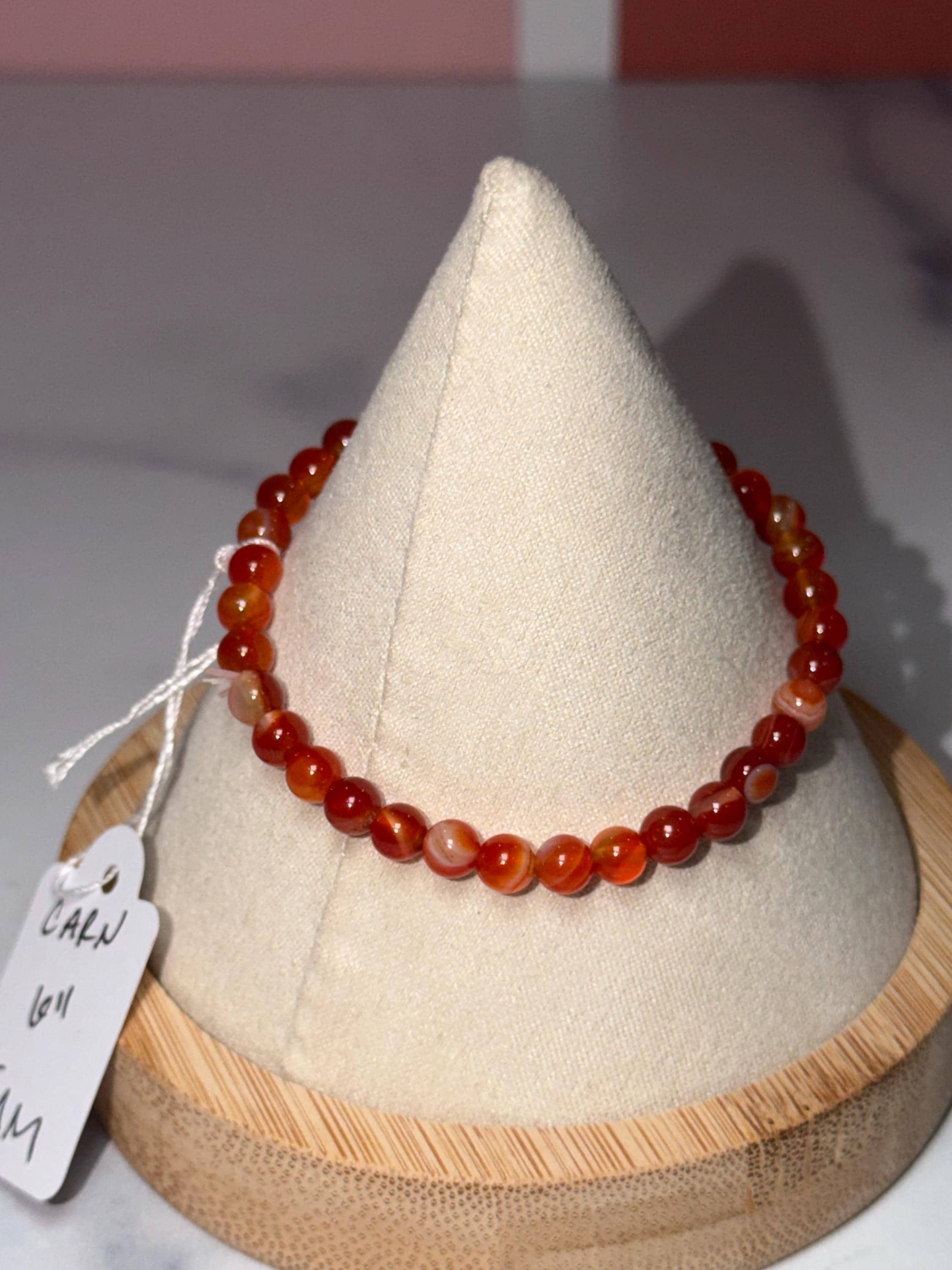 Carnelian 5mm Crystal Stretch Beaded Bracelet, Bold Energy, Everyday Wear Stretch Jewelry 6