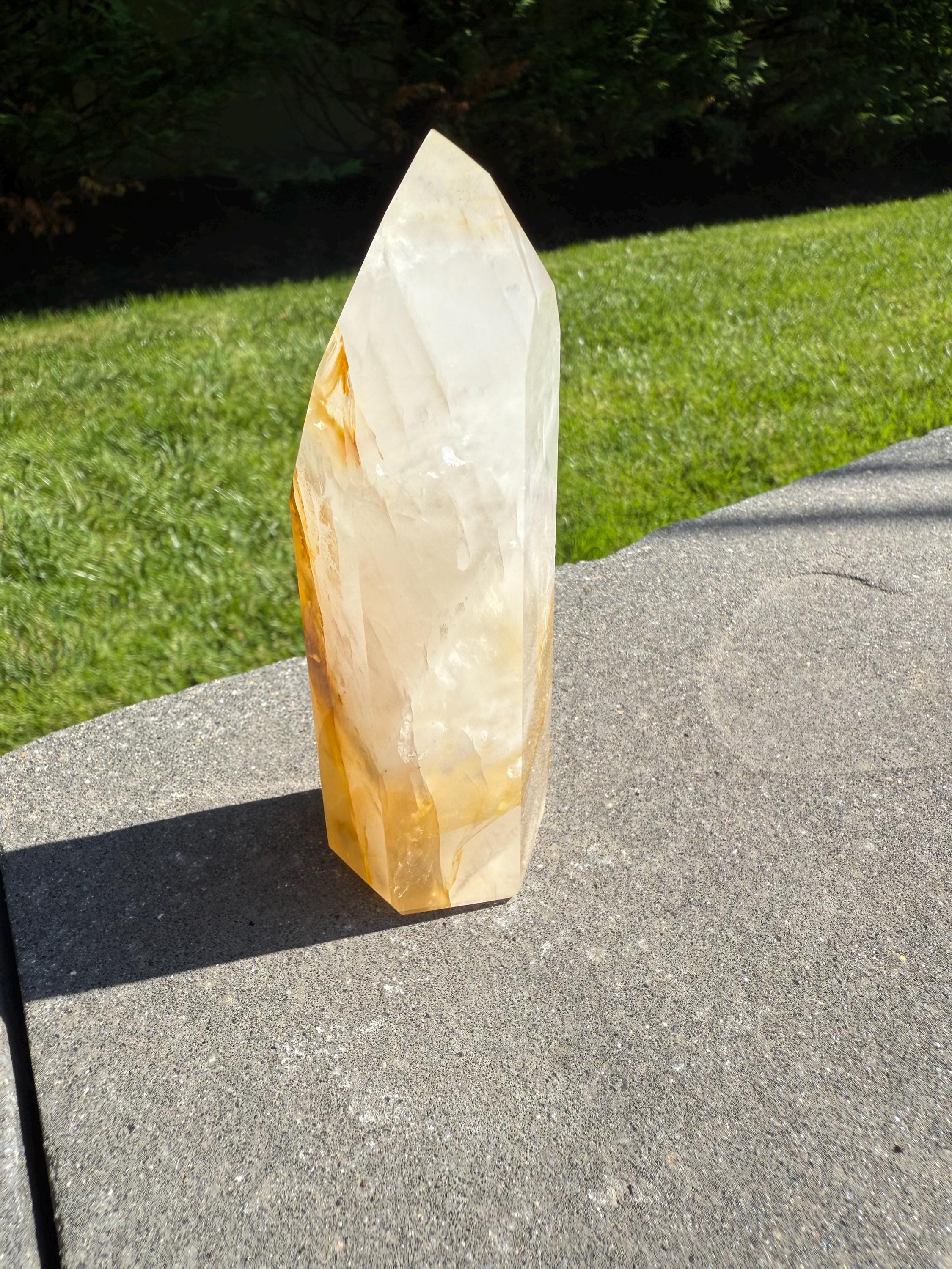 Golden Healer & Girasol Quartz Crystal Tower • Brazil • Polished Crystal Point • Healing Stone • Mineral Specimen 18