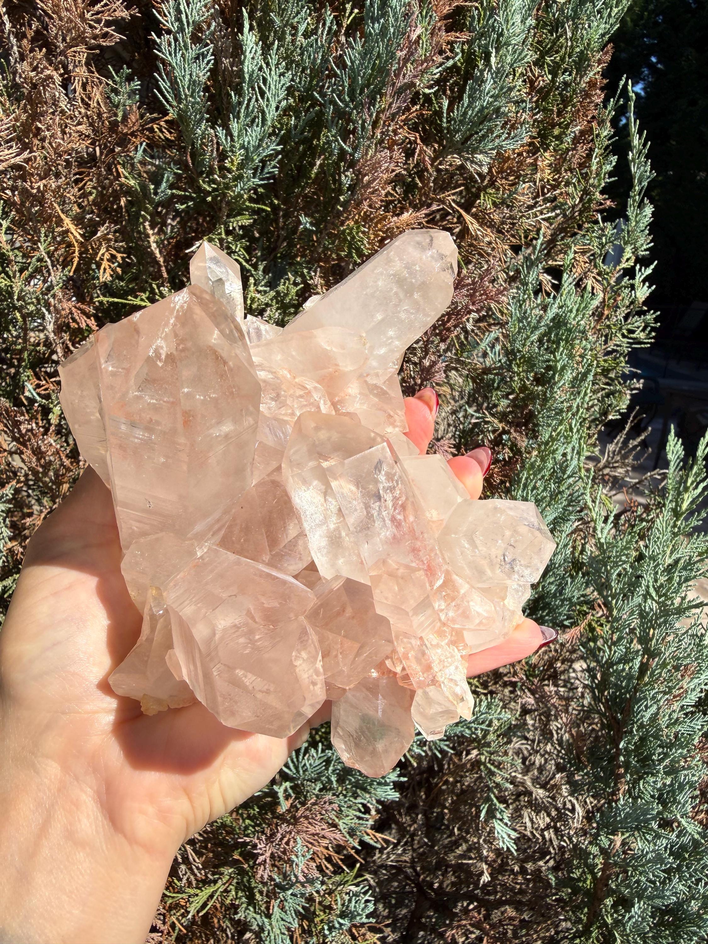 Large Hematite Included Quartz Crystal Cluster: Grounding & Energizing Natural Indian Specimen 5
