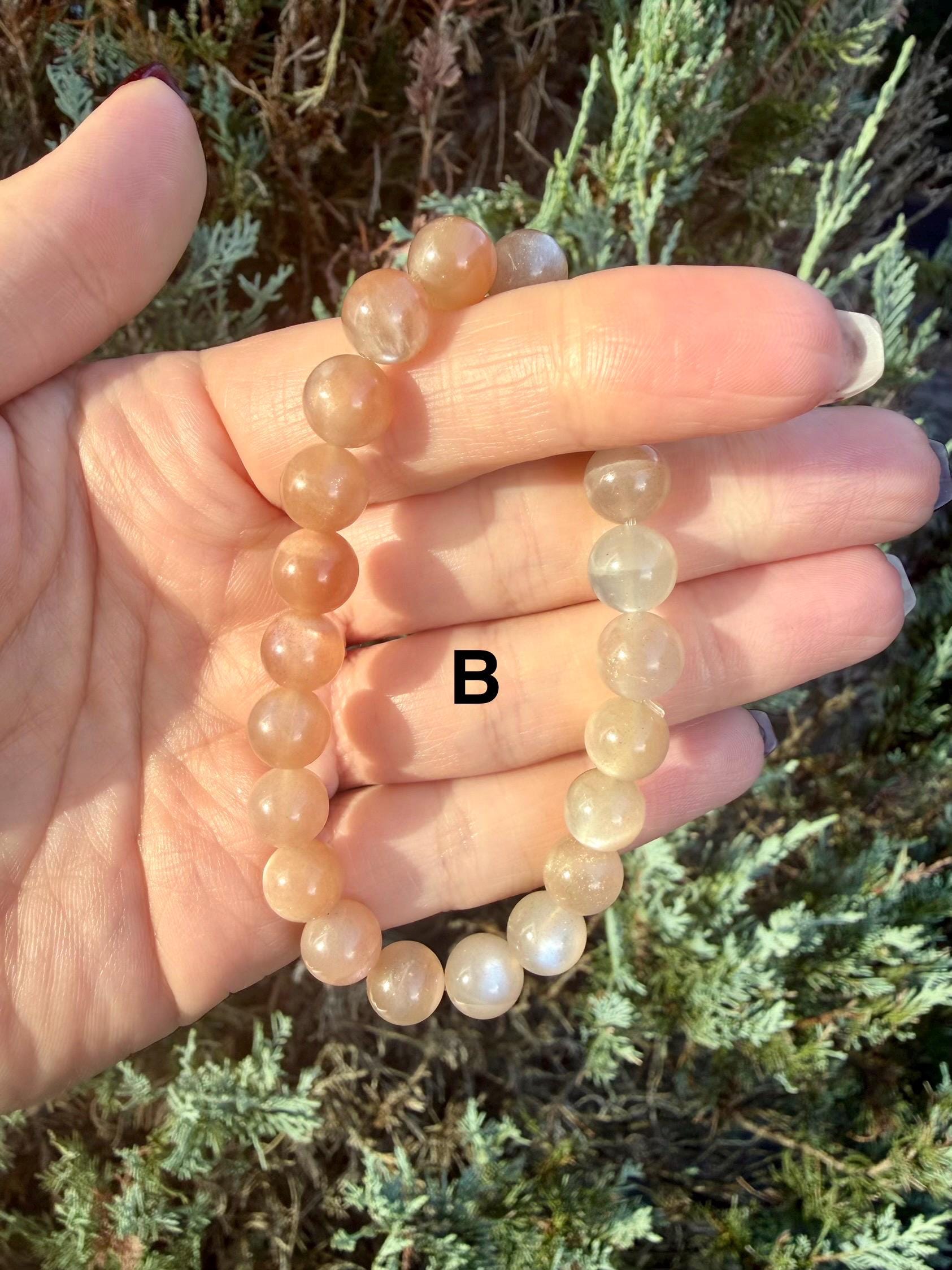 Mixed Peach Moonstone & Sunstone Beaded Bracelets • Crystal Healing Jewelry • Feminine Energy • Multiple Options 10