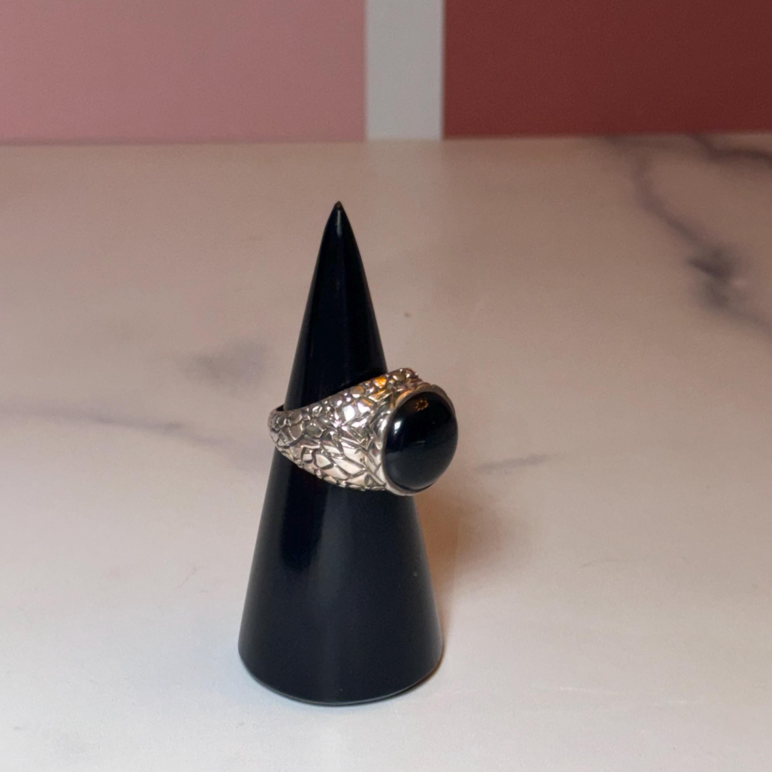 Black Onyx Sterling Silver Ring, Classic Statement Jewelry, Minimalist Design (size 7) 11