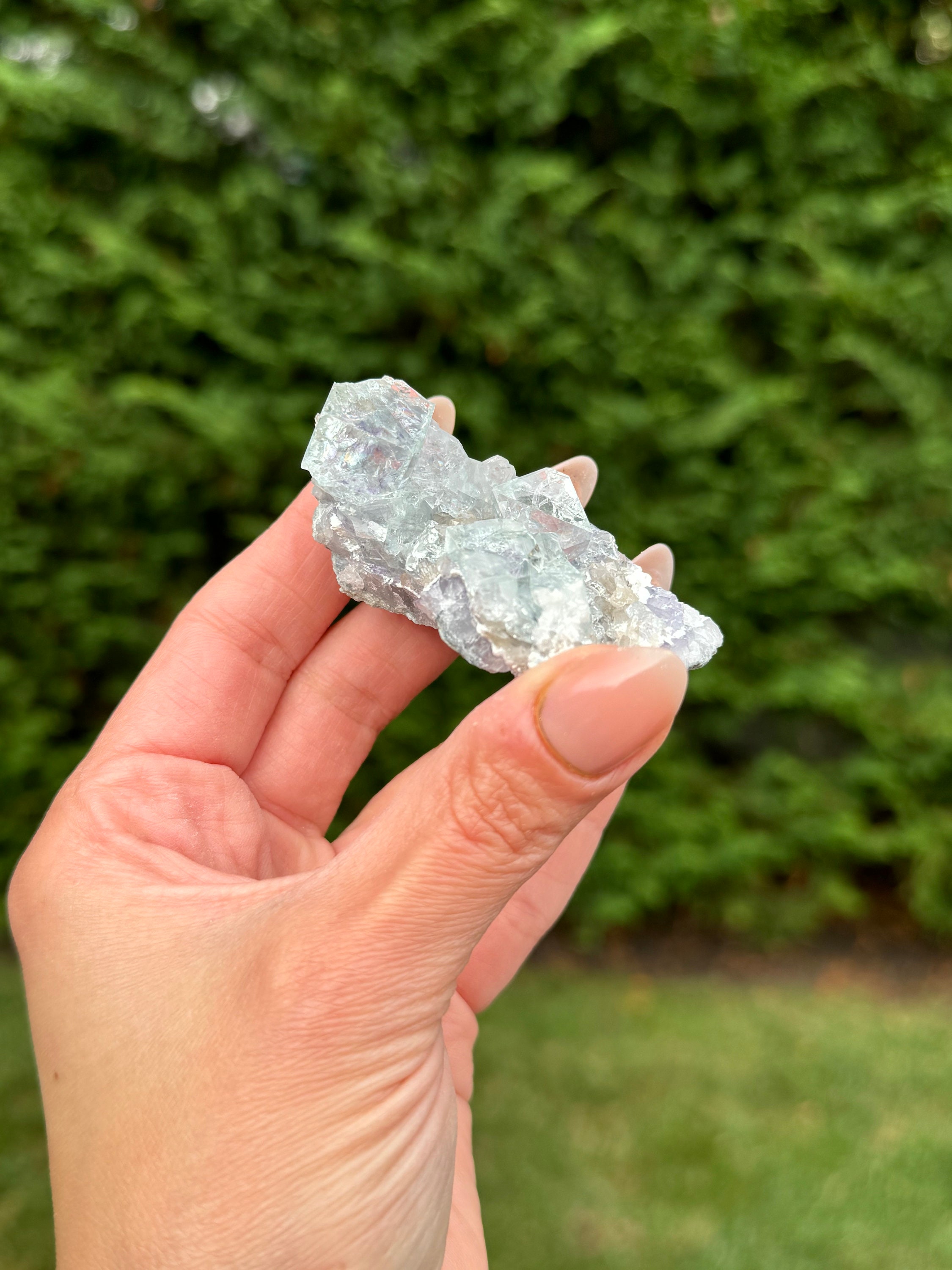 Blue Purple Fluorite Cubic Crystal Specimen • Natural Mineral Collector Stone 4