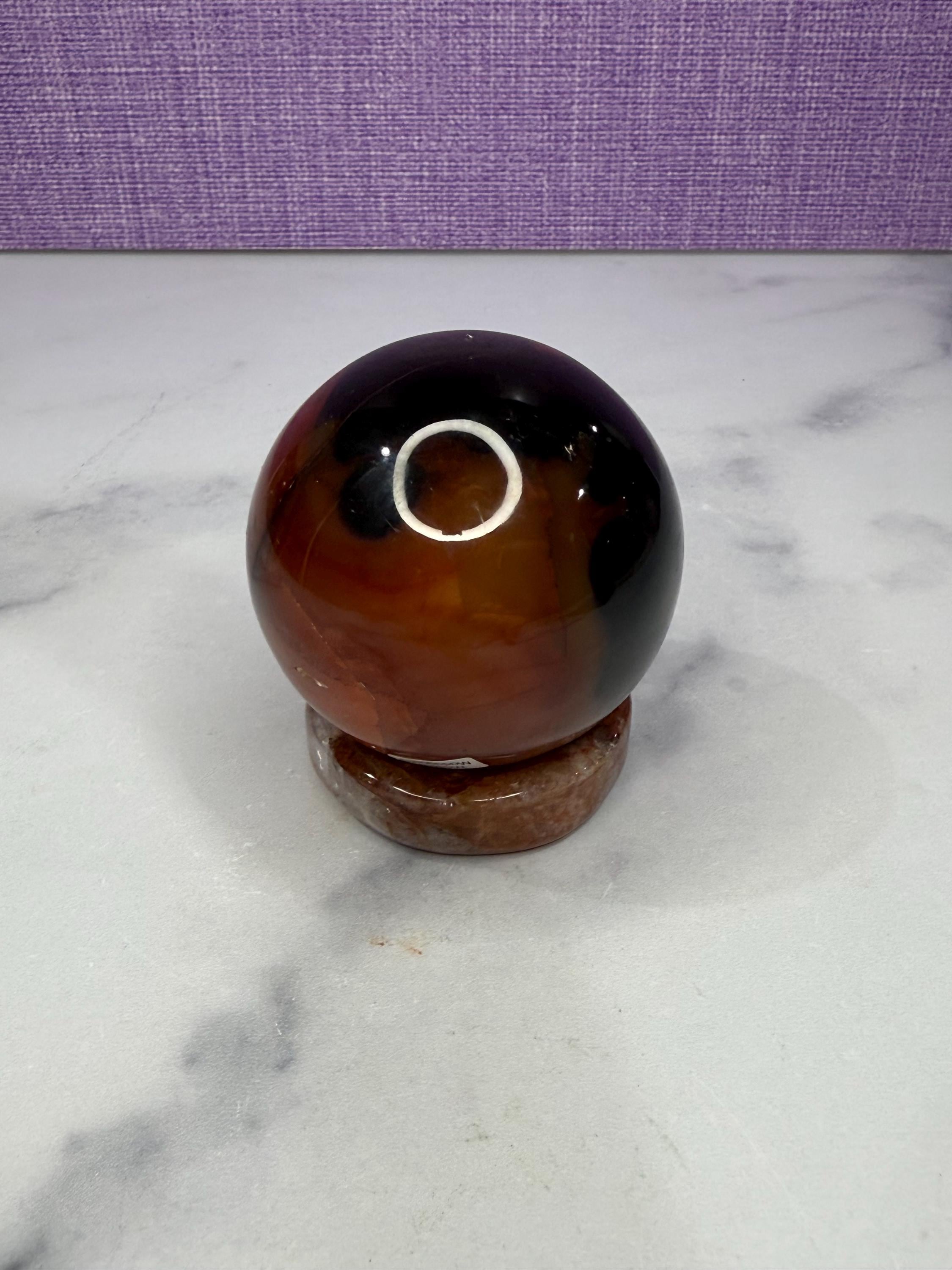 Dark Carnelian Agate Sphere • Druzy Crystal Orb, Madagascar Gemstone (61mm) 2