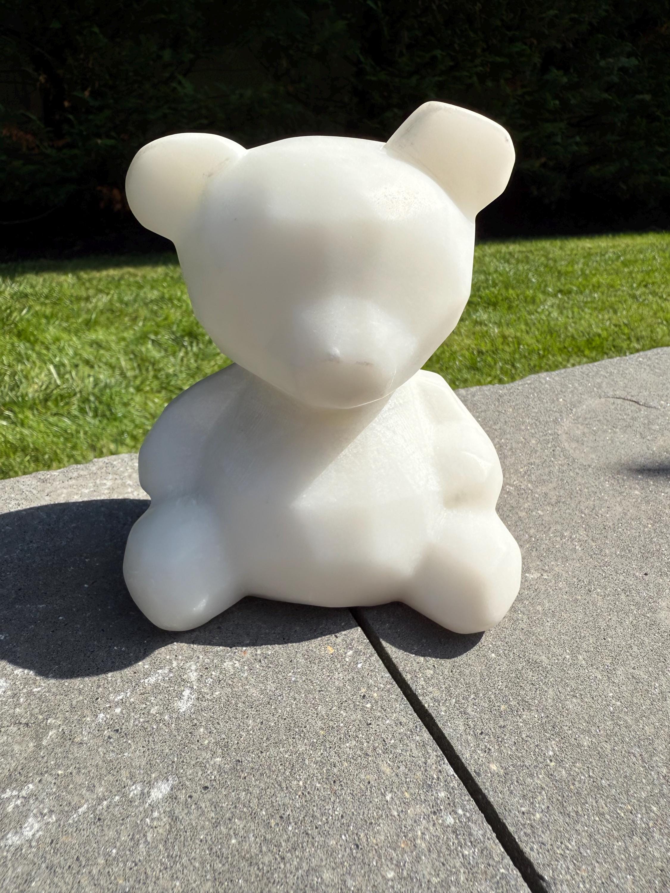 XL White Jade Bear Carving • Hand Carved Crystal Animal Sculpture • Spiritual Decor 9
