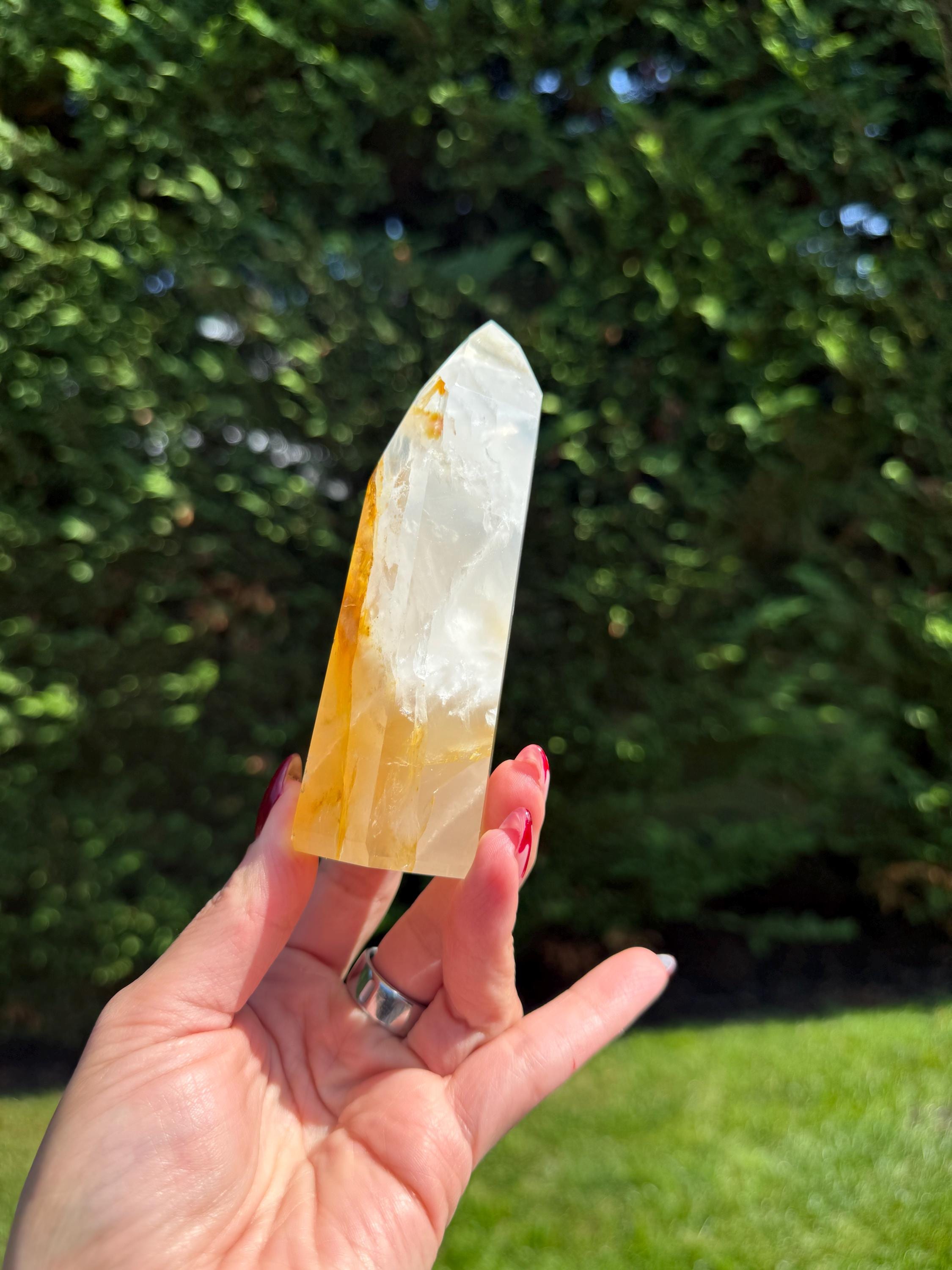 Golden Healer & Girasol Quartz Crystal Tower • Brazil • Polished Crystal Point • Healing Stone • Mineral Specimen 5