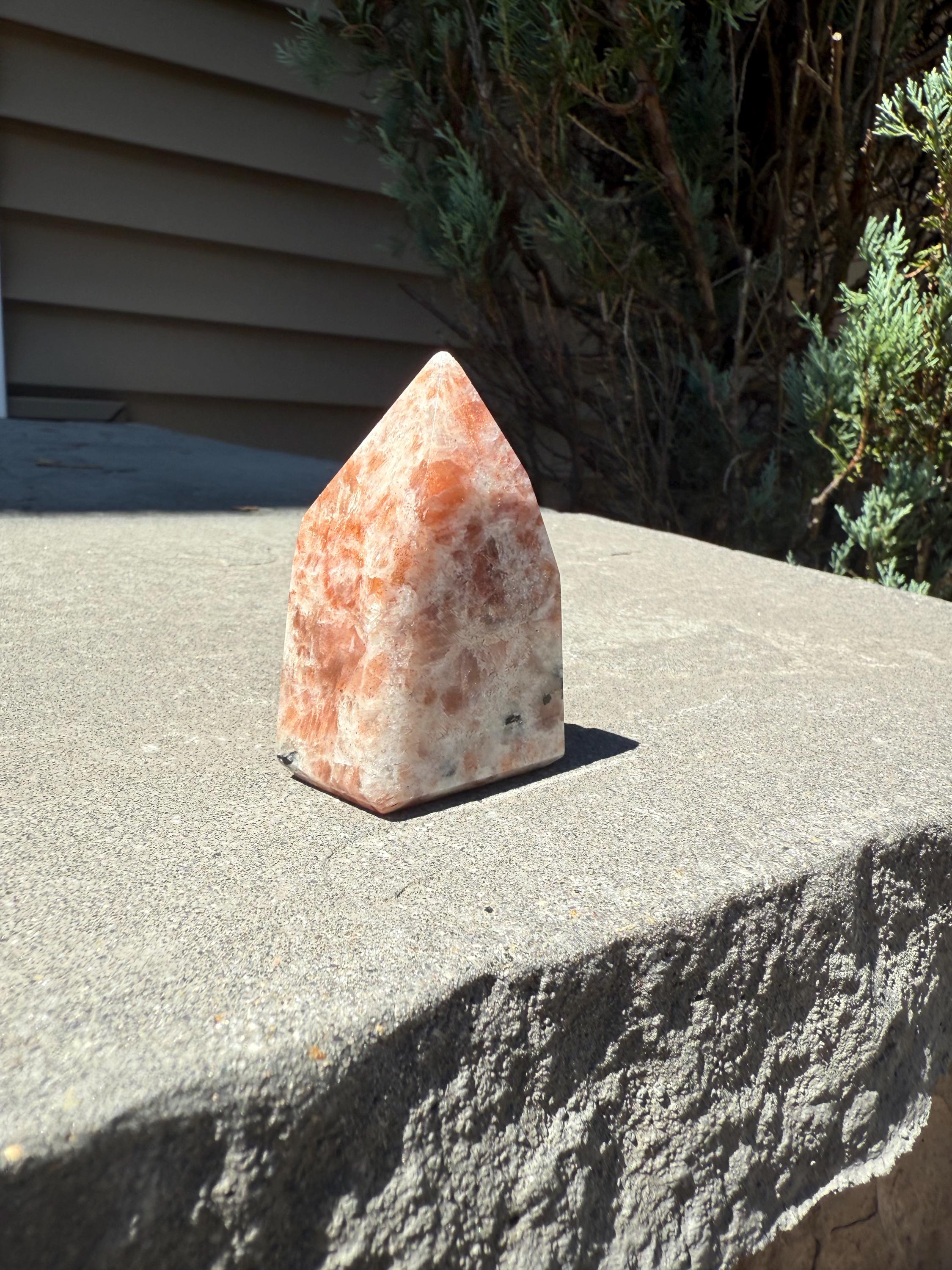Flashy Sunstone Crystal Point Tower, Natural Mineral Decor, Healing Obelisk (Approx. 4oz) 2