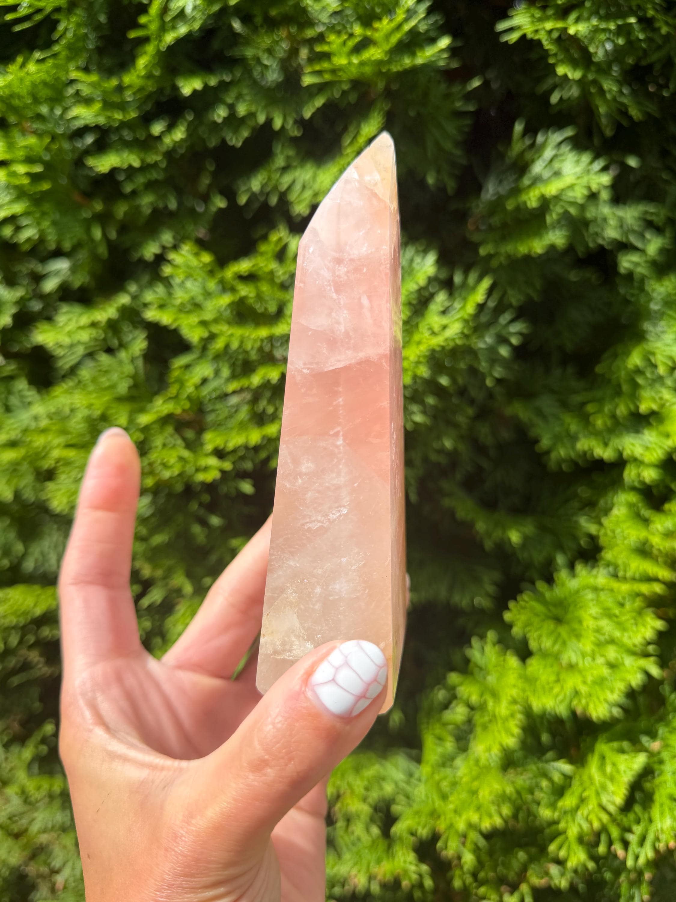 Rose Quartz & Golden Healer Tower from Brazil: Polished Quartz Point 9