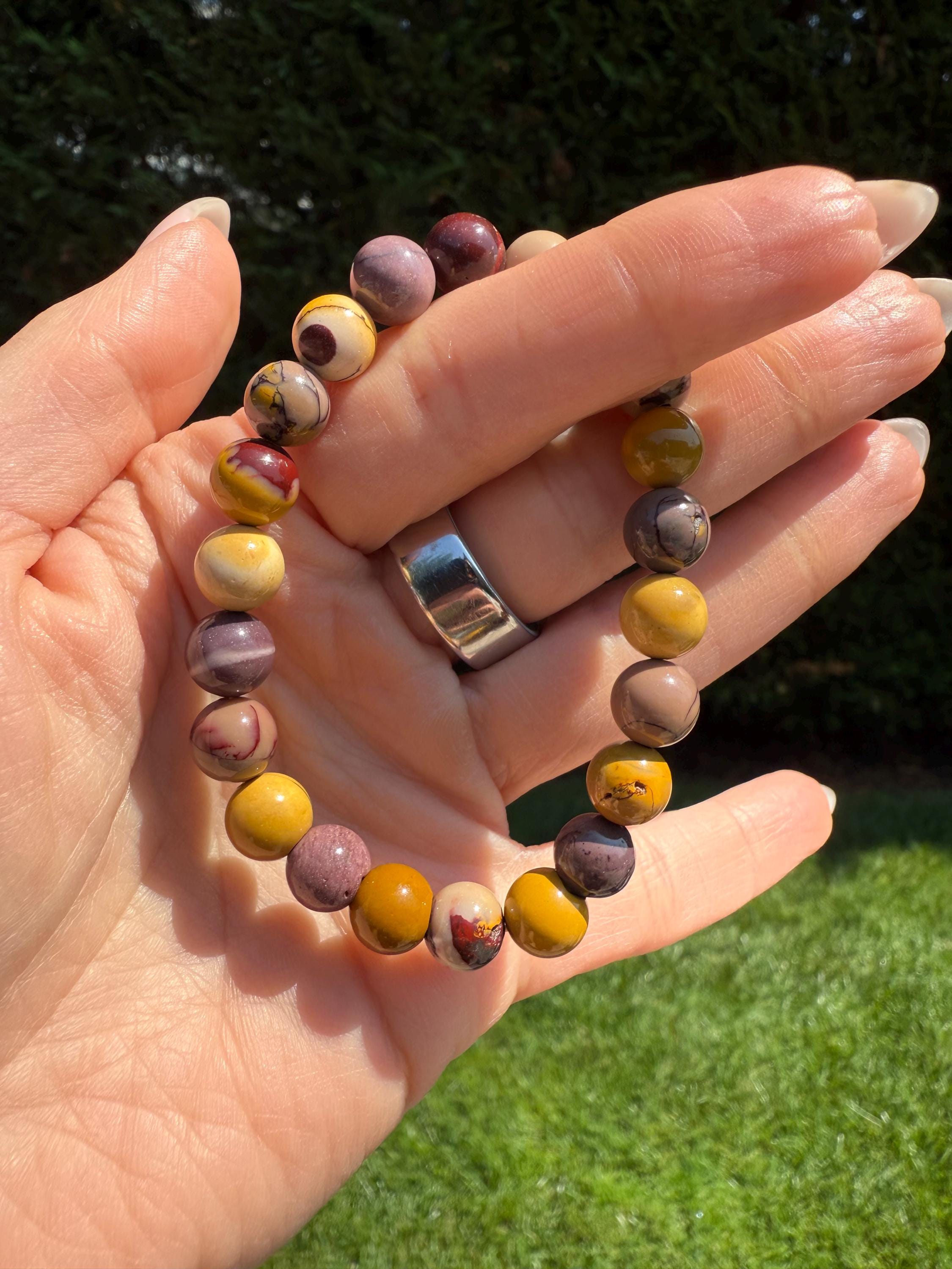 Mookaite Jasper Stretch Beaded Bracelet: Natural Gemstone Healing Crystal Jewelry (9mm) 4