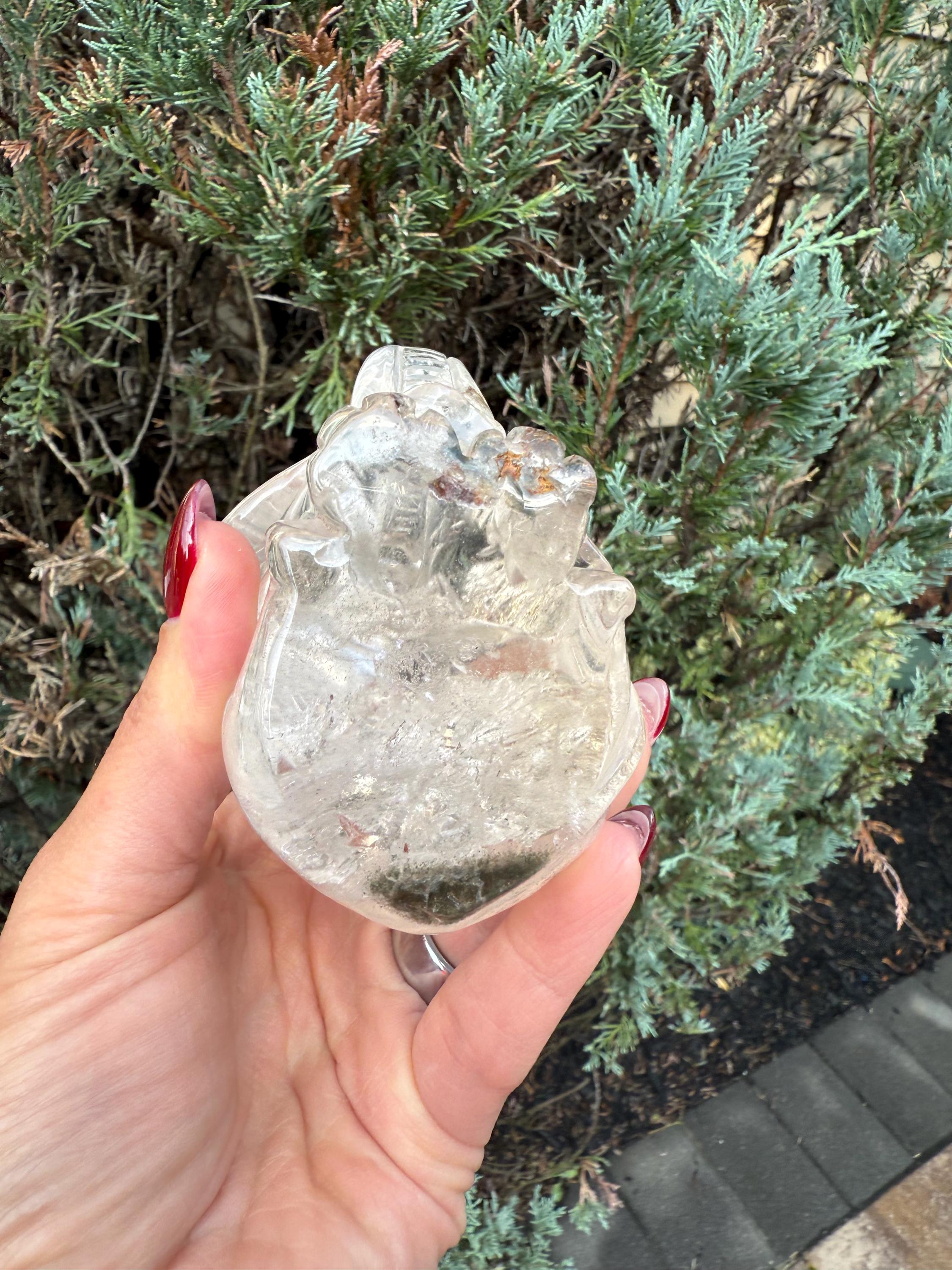 Garden Quartz Elephant Crystal Carving • Hand Carved Lodolite Animal Figurine 4