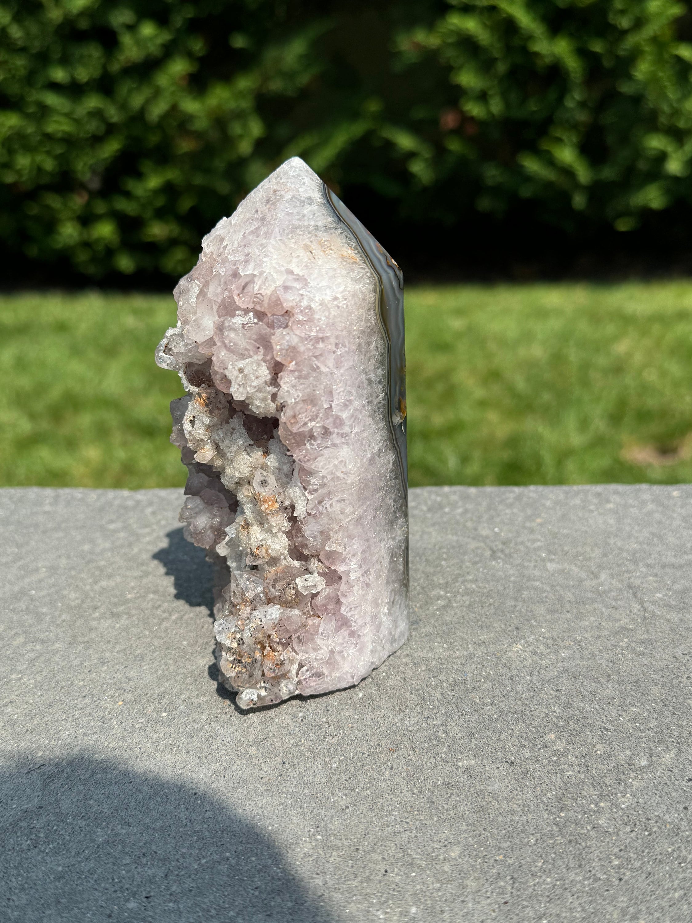 Purple Amethyst Crystal Tower • Banded Sugar Druzy • Polished Point Healing Stone 8