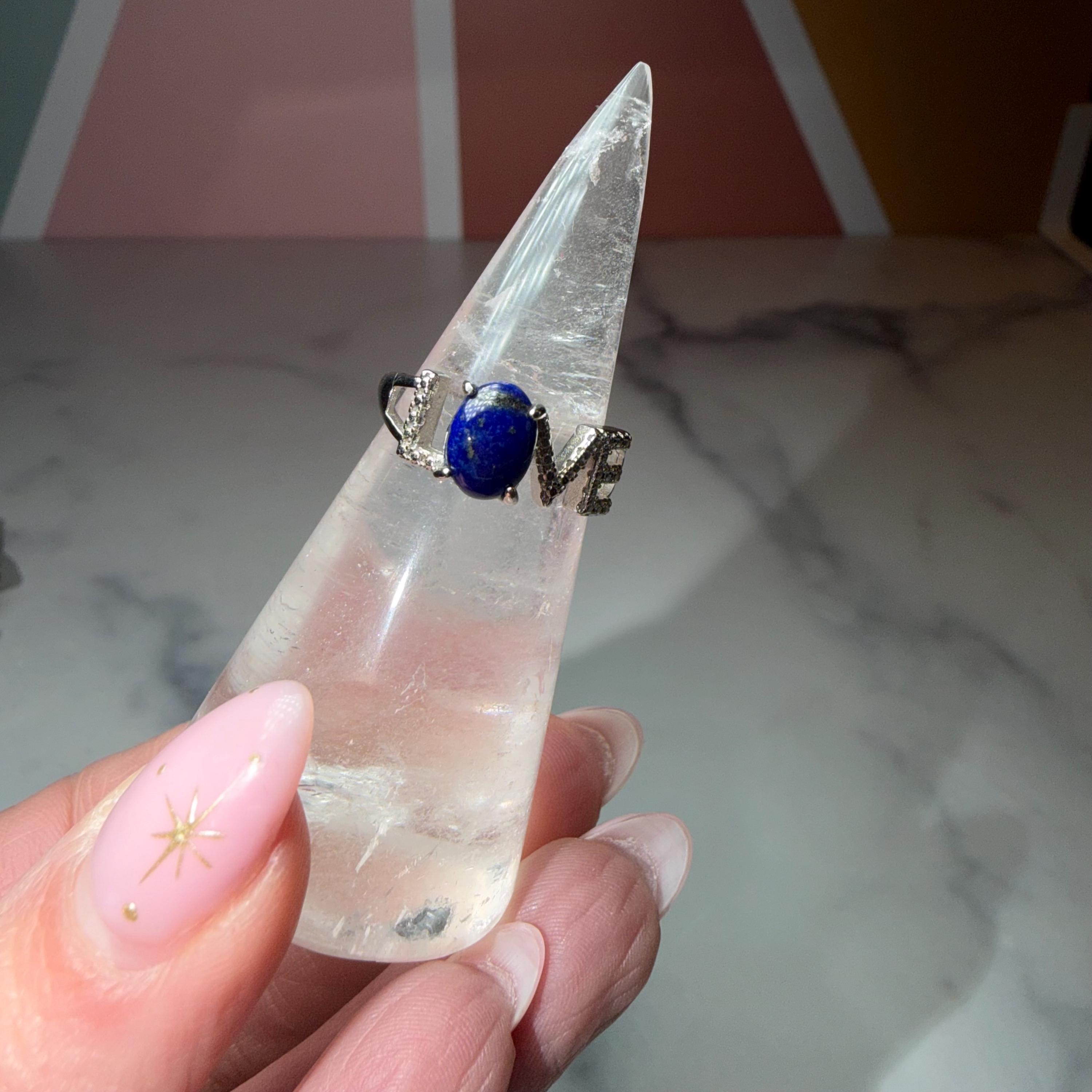 Lapis Lazuli Love Ring Adjustable, 925 Sterling Silver Blue Gemstone Ring Celestial Jewelry Gift 2