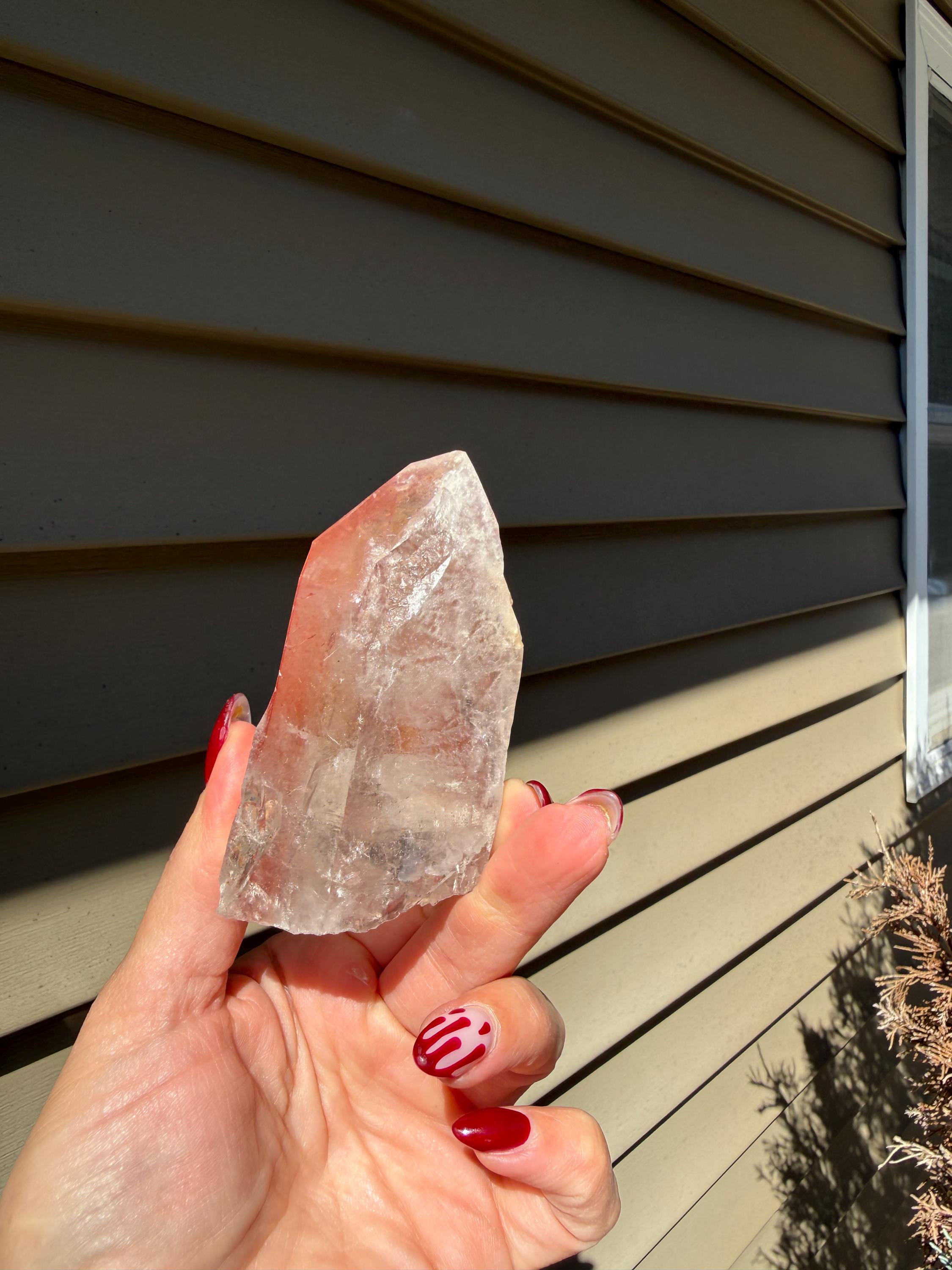 Pink Lithium Quartz Crystal Point on Stand • High Vibration Healing Stone • Spiritual Decor 8